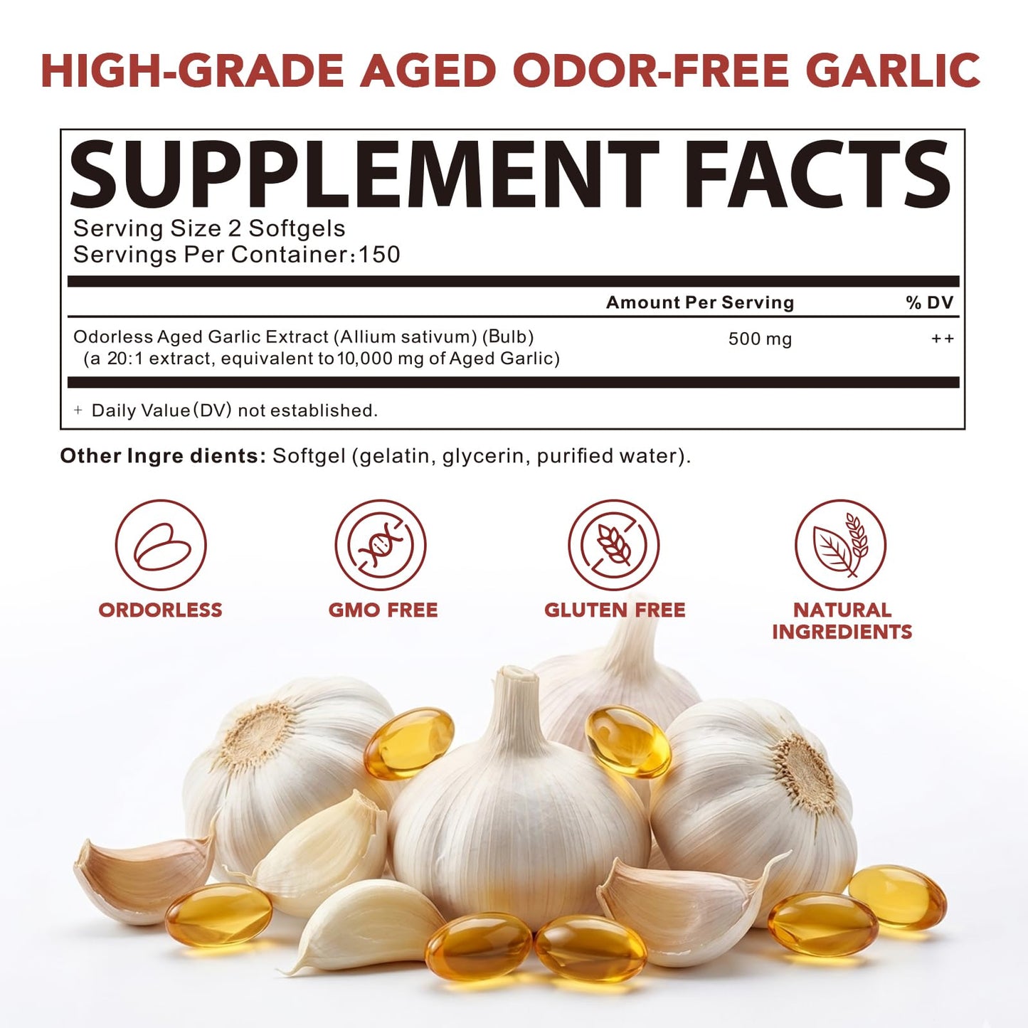 SHAPEINGIRL Odorless Aged Garlic Extract Softgels 300