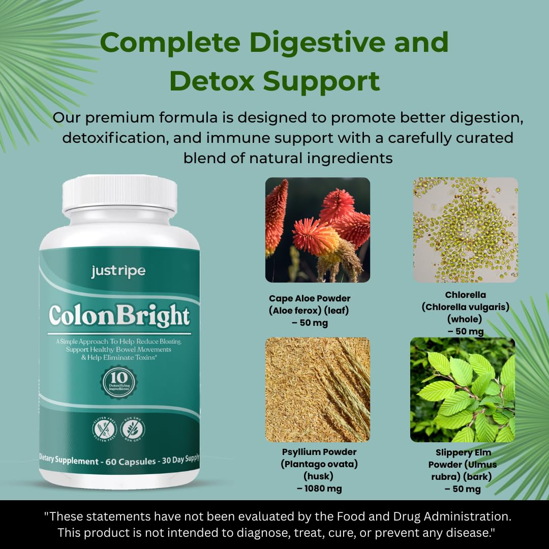 Just Ripe Nutrition ColonBright Psyllium Husk Capsule, 60 Count