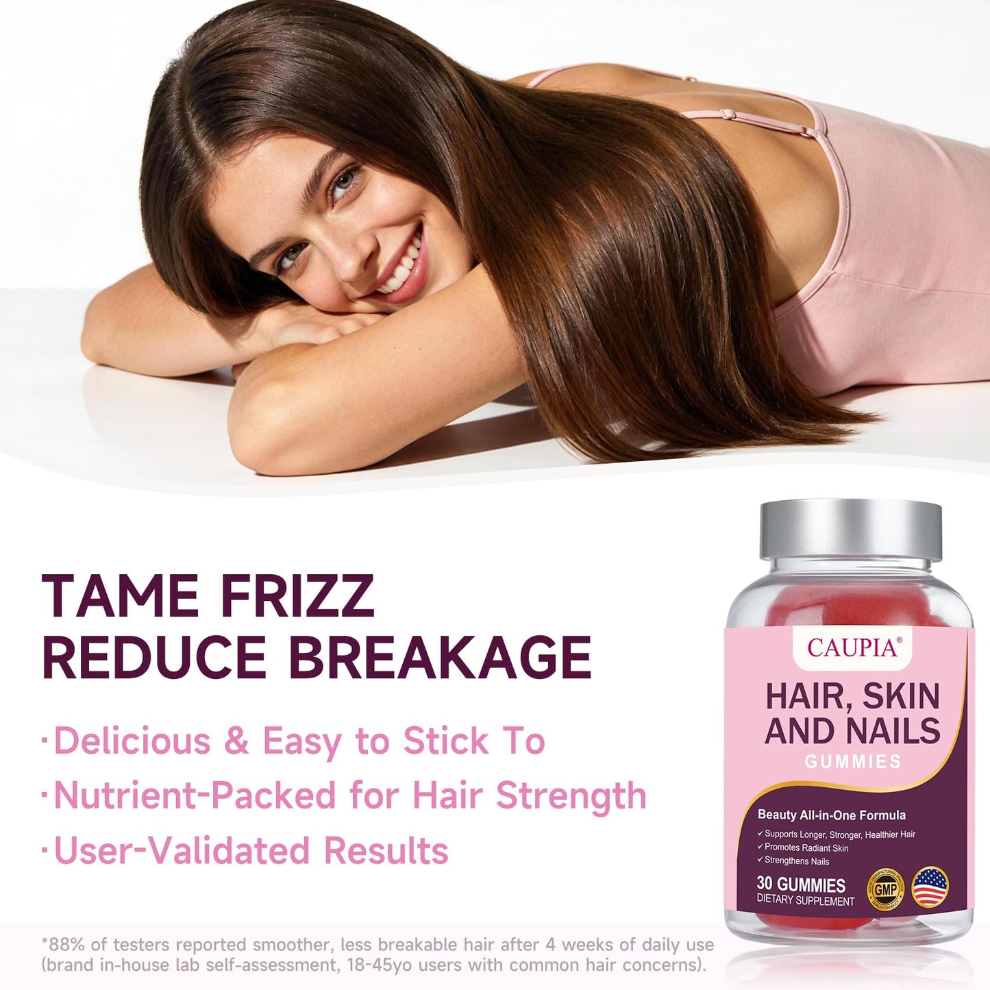 CAUPIA Hair Skin and Nails All-in-One Advanced Formula Supports Hair Growth - Skin Health & Nail Strength Capsules 30