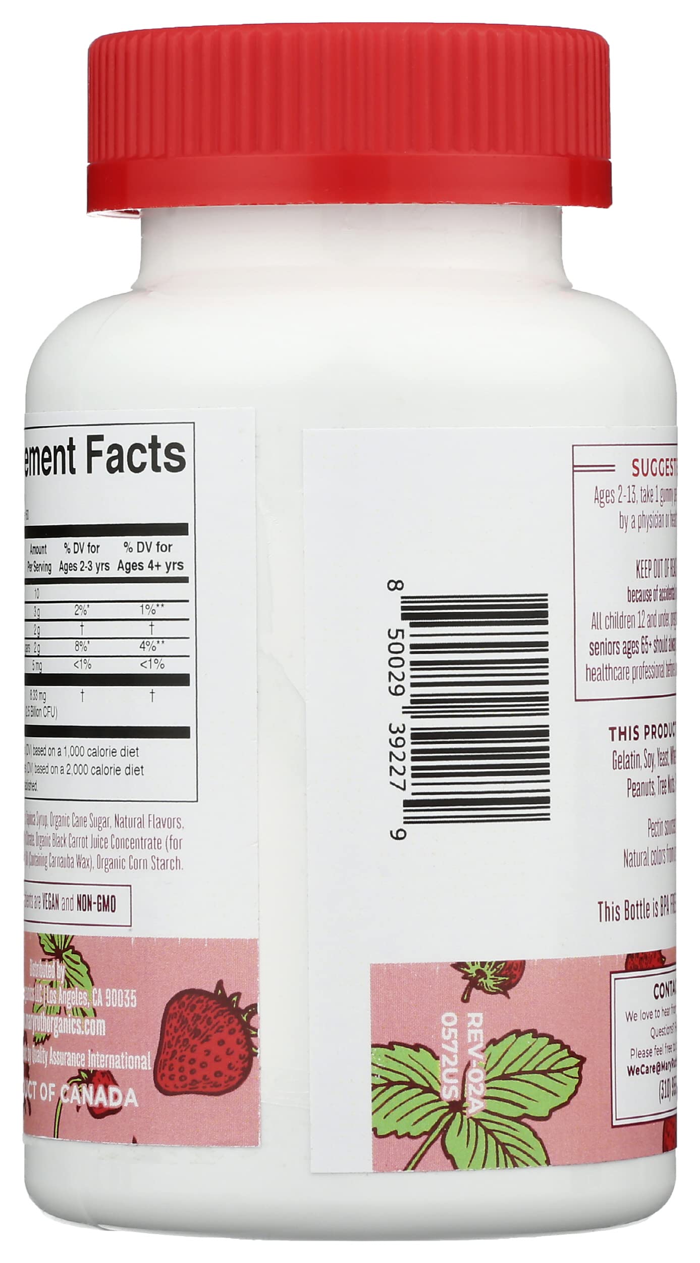 MaryRuth's Organic Kids Strawberry Probiotic Gummies, 60 Gummies