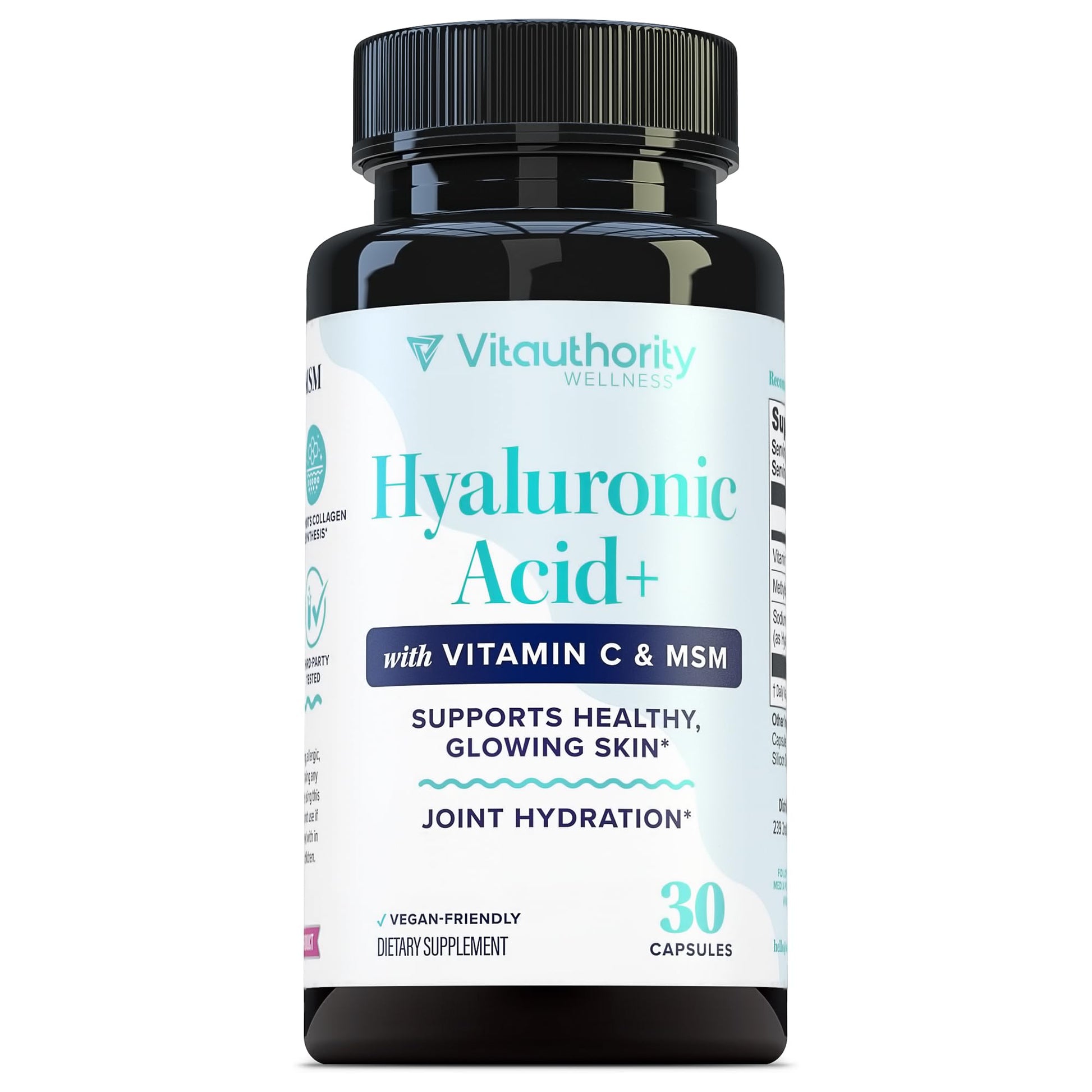 Vitauthority Hyaluronic Acid Capsules with MSM & Vitamin C, 30 Capsules