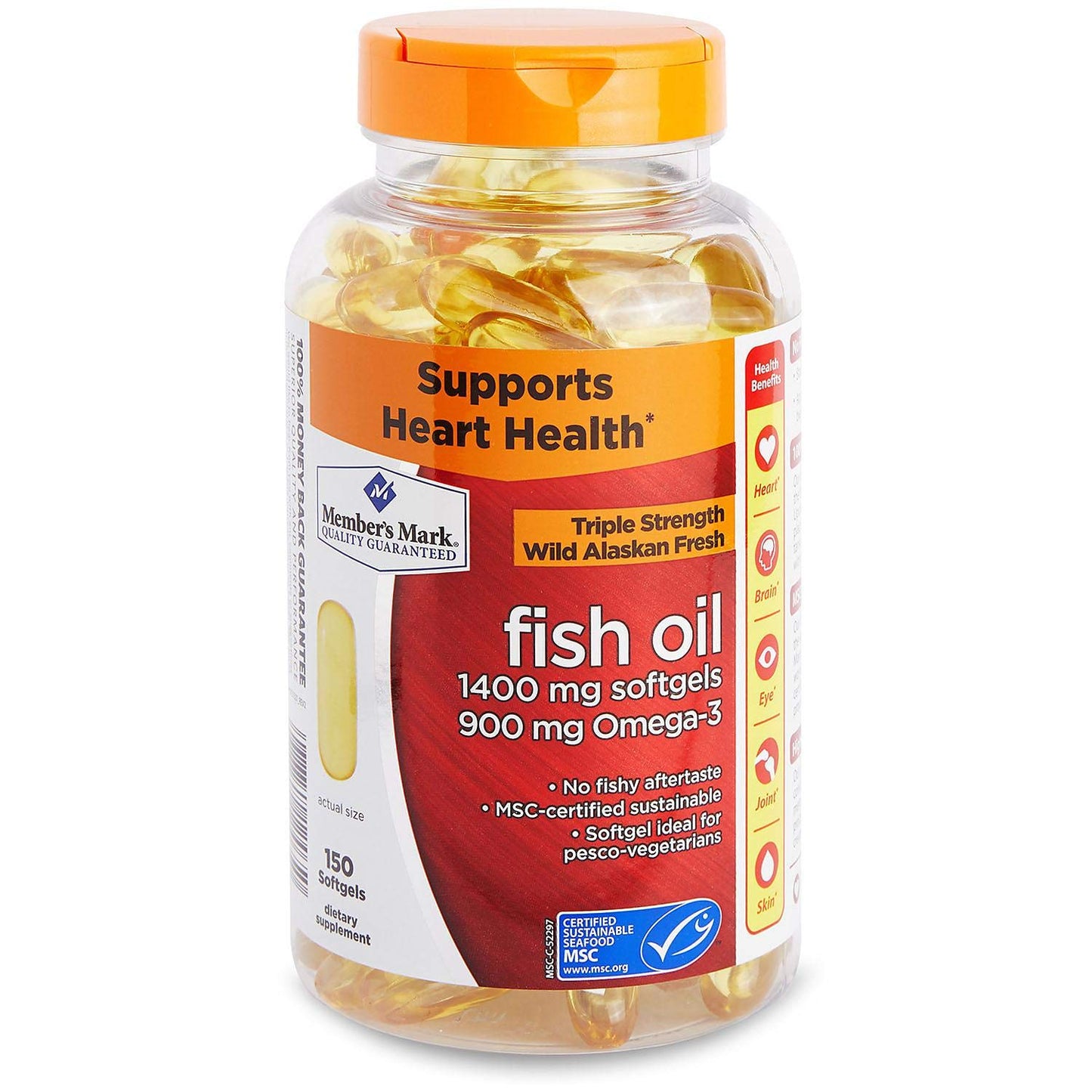 Member's Mark Omega 3 Fish Oil 1400 mg (900 mg EPA/DHA), Enteric Coated Softgels, 150 Count