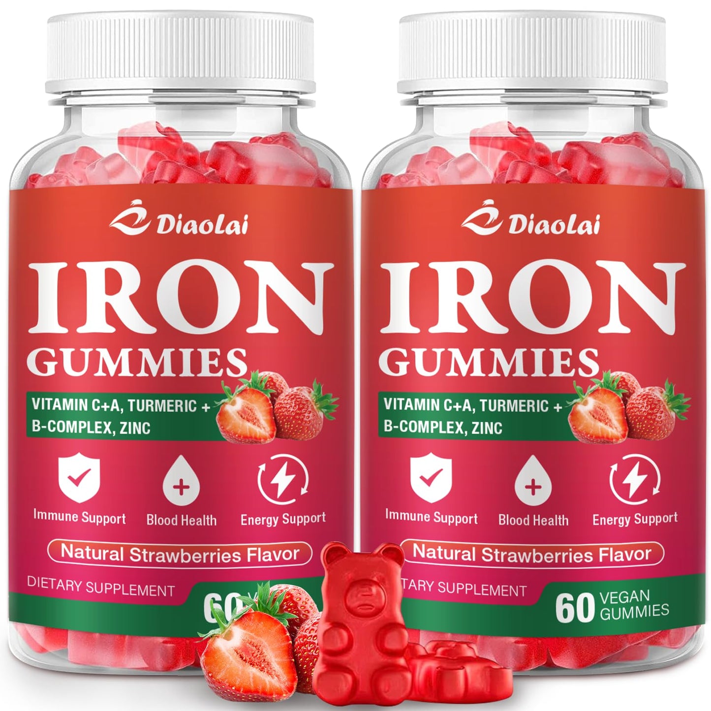 DIAOLAI Vegan Iron Gummies 2 Pack