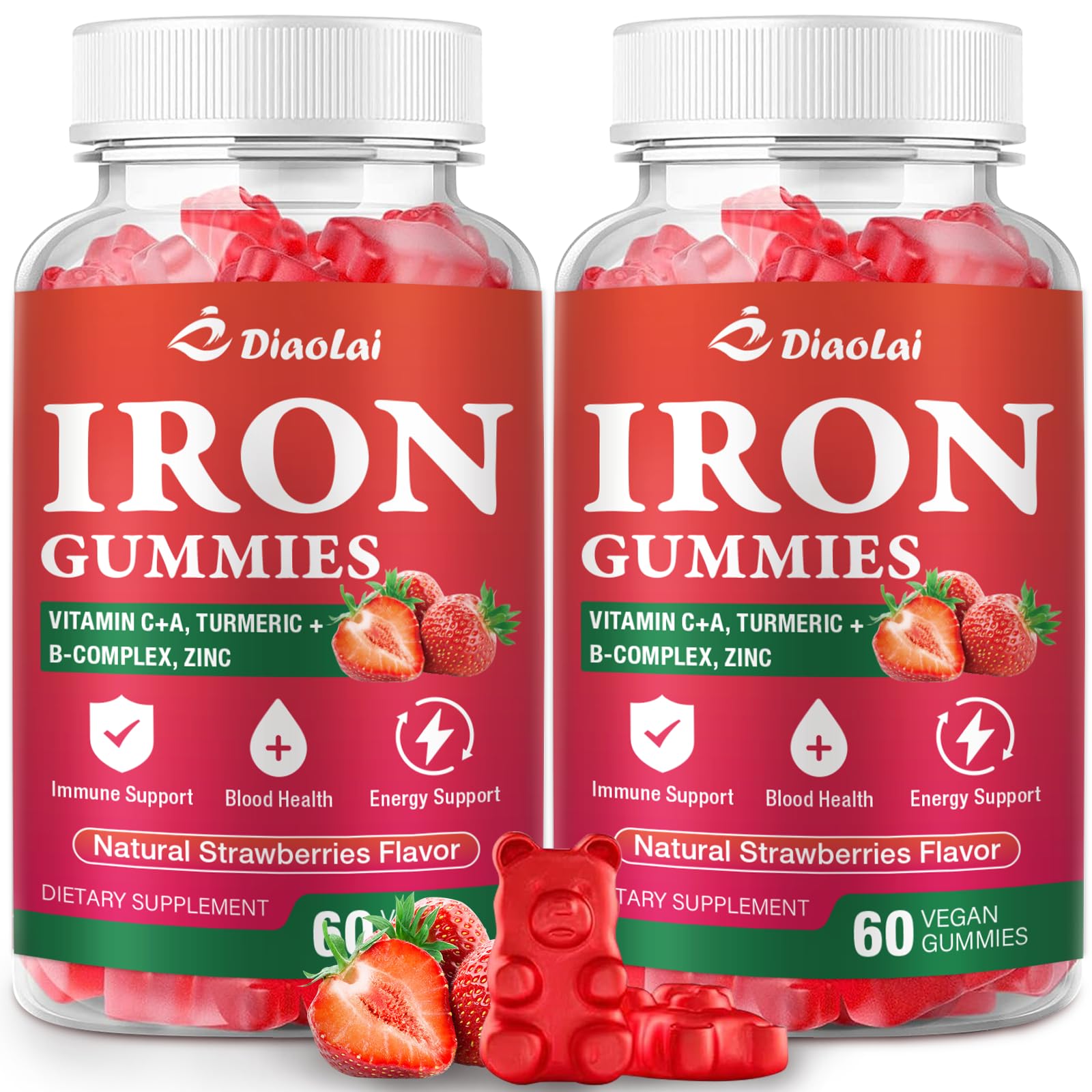 DIAOLAI Vegan Iron Gummies 2 Pack
