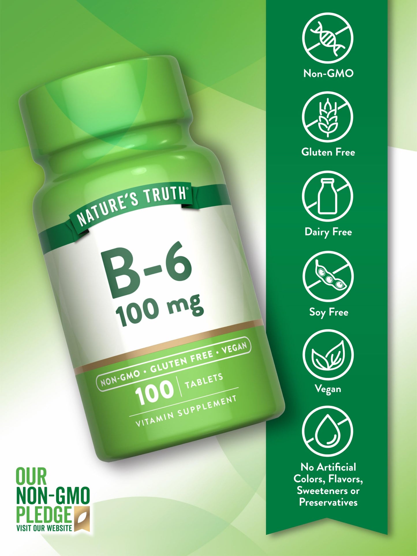 Nature's Truth Vitamin B6 Tablets, 100 Count