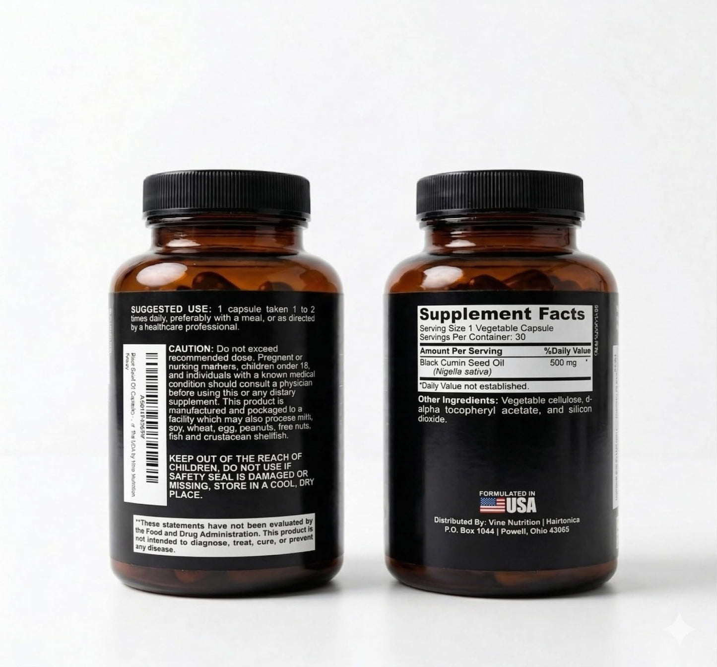 Vine Nutrition Black Seed Oil 500mg Cold-Pressed Nigella Sativa 90 Capsules