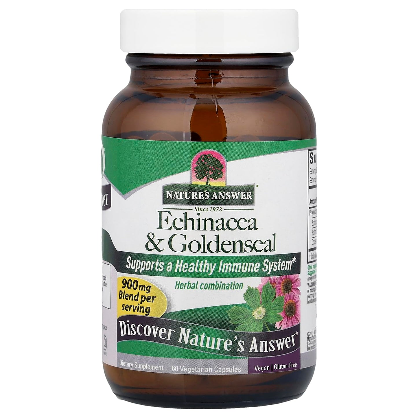 Nature's Answer Echinacea/Goldenseal (Herb & Root) Vegetarian Capsules, 60 Count