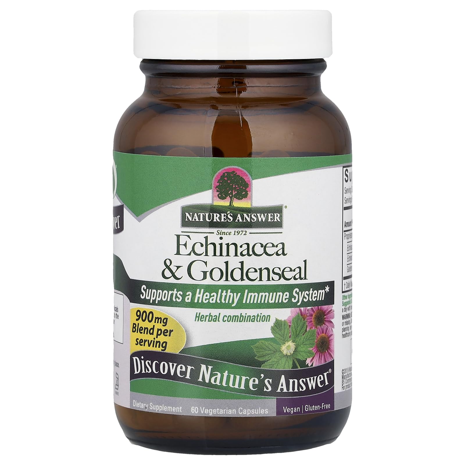 Nature's Answer Echinacea/Goldenseal (Herb & Root) Vegetarian Capsules, 60 Count
