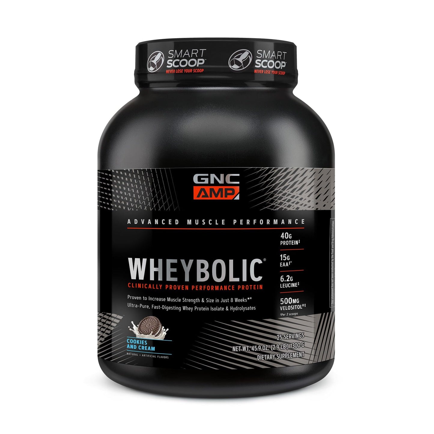 GNC AMP Wheybolic Clinically Proven Protein Powder Cookies and Cream 25 Servings