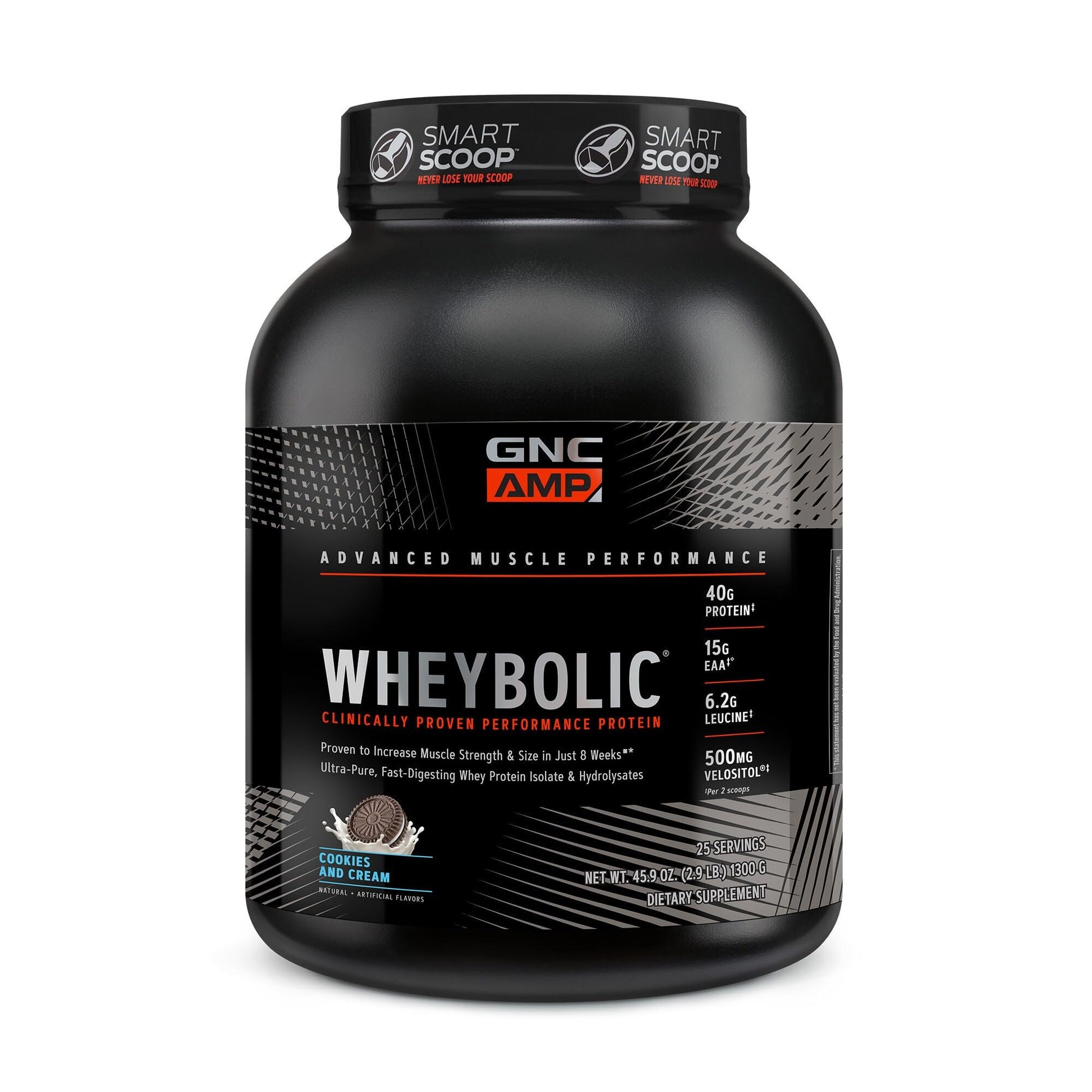 GNC AMP Wheybolic Clinically Proven Protein Powder Cookies and Cream 25 Servings