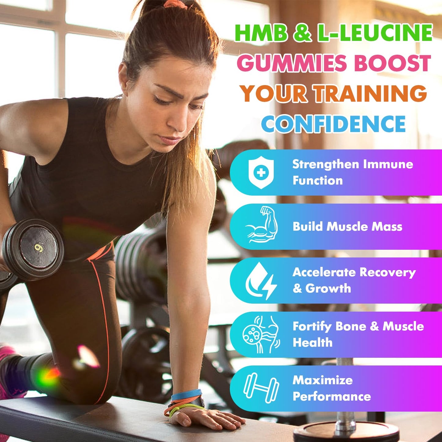 Saajoor HMB and L-Leucine 3000mg with Calcium Gummies, 60 Gummies