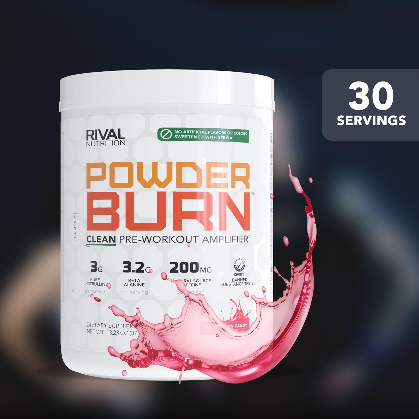 RIVAL NUTRITION Burn Pre-Workout Powder Watermelon Candy, 30 Servings