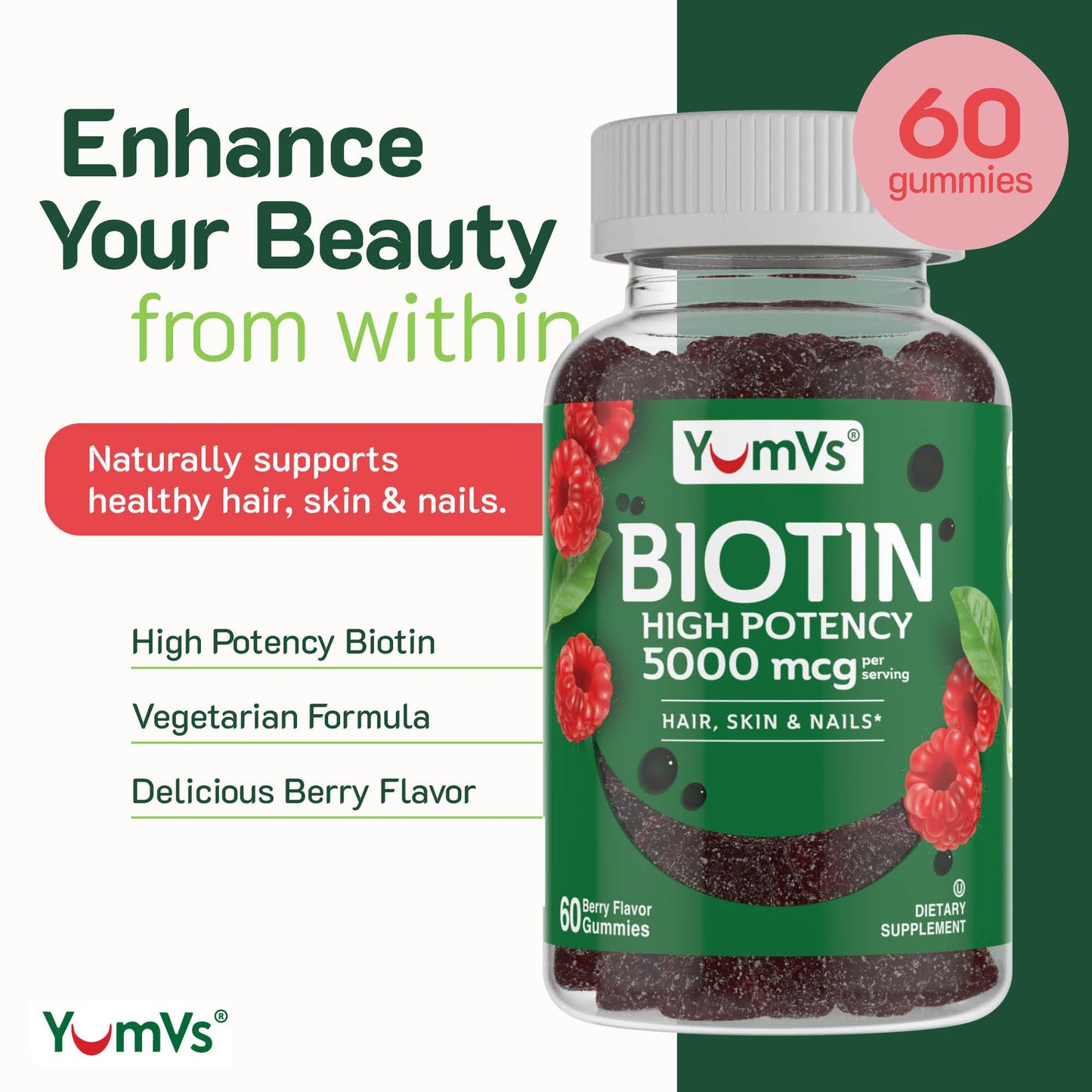 YUM-V'S Biotin Gummies 5000mcg Gummy 60 Count