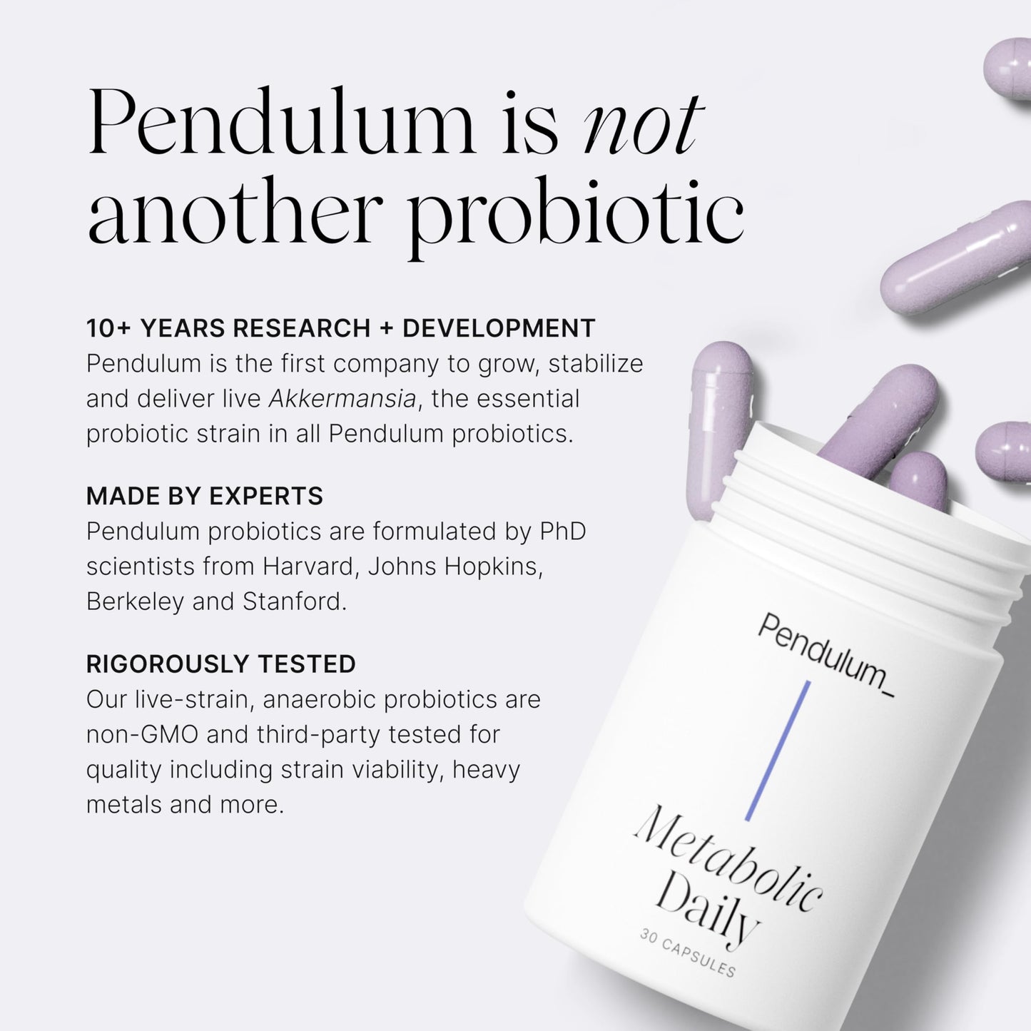 Pendulum Metabolic Daily - Multi-Strain Probiotic with Akkermansia muciniphila to Support Metabolism and Sustain Energy Levels - Capsules, 30 Count