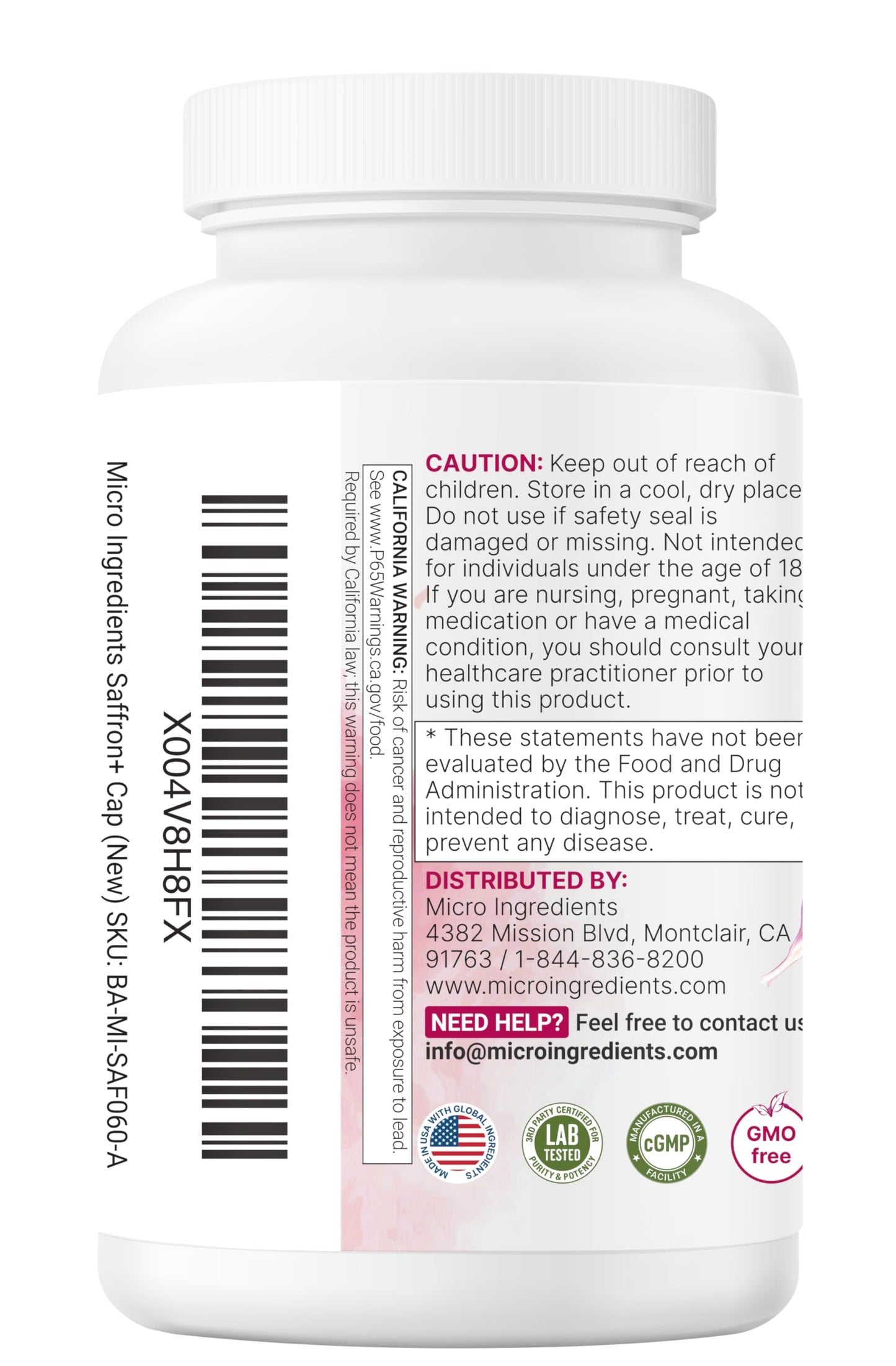 Micro Ingredients Saffron+ Advanced Supplements Capsule 60 Count