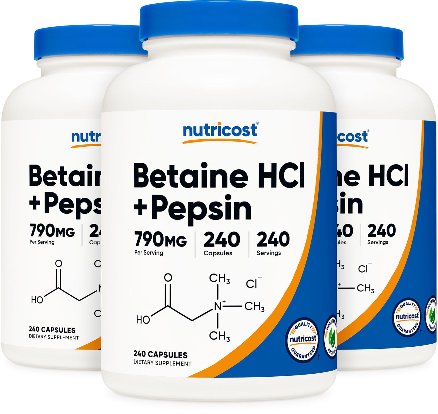 Nutricost Betaine HCl + Pepsin 790mg Capsules, 720 Capsules
