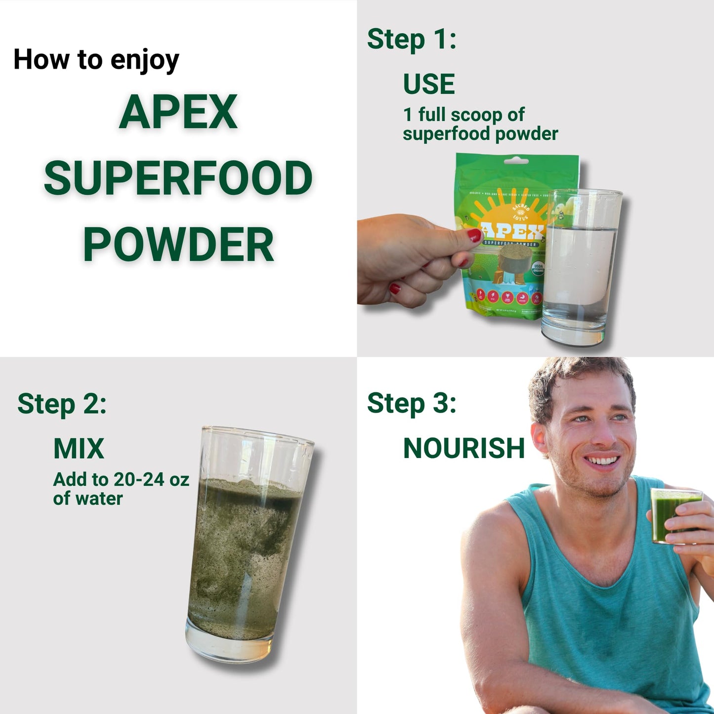 SunLife Organics Sacred Lotus Apex Greens Superfood Powder, 6.28 Ounce