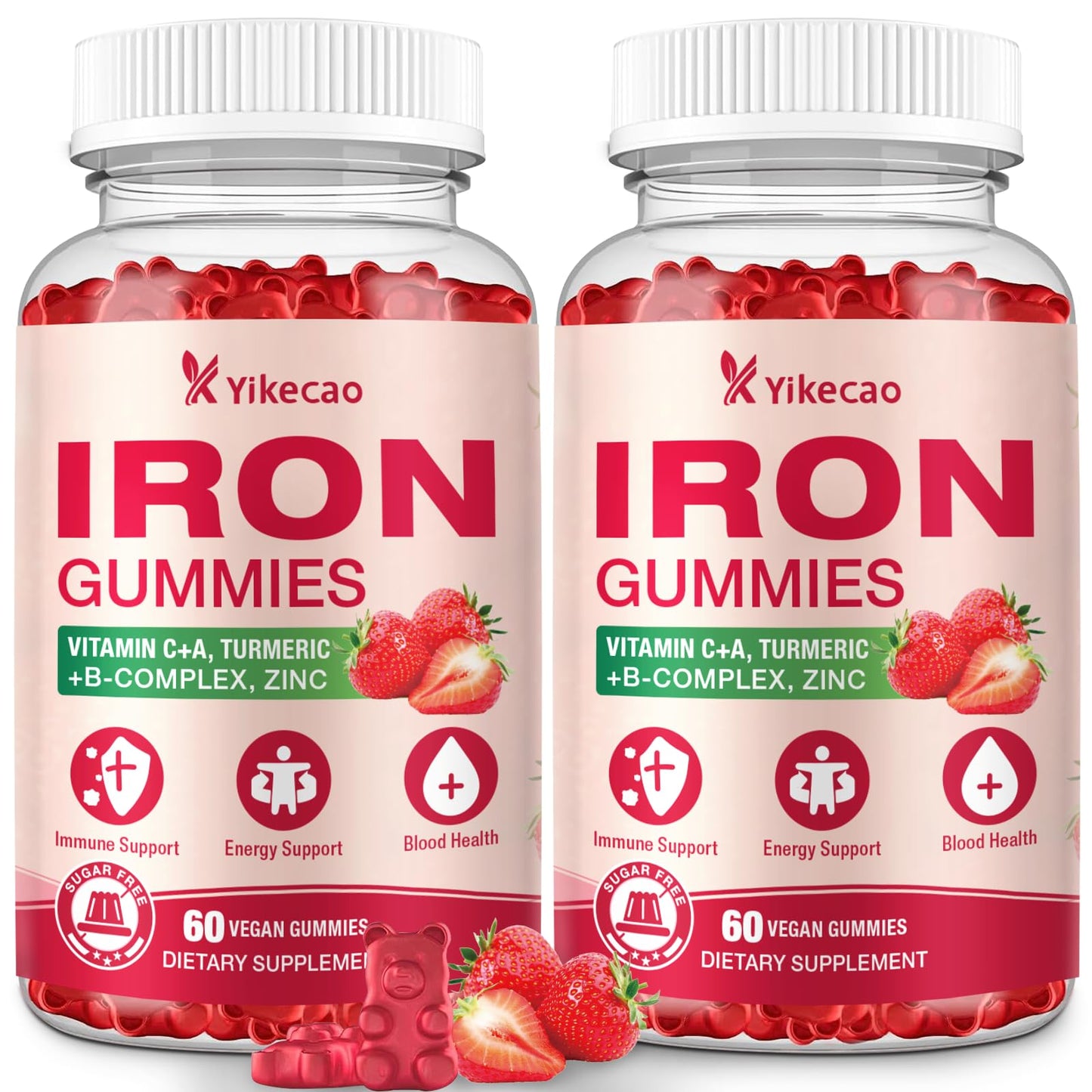 Yikecao Vegan Iron Gummies 60 Count