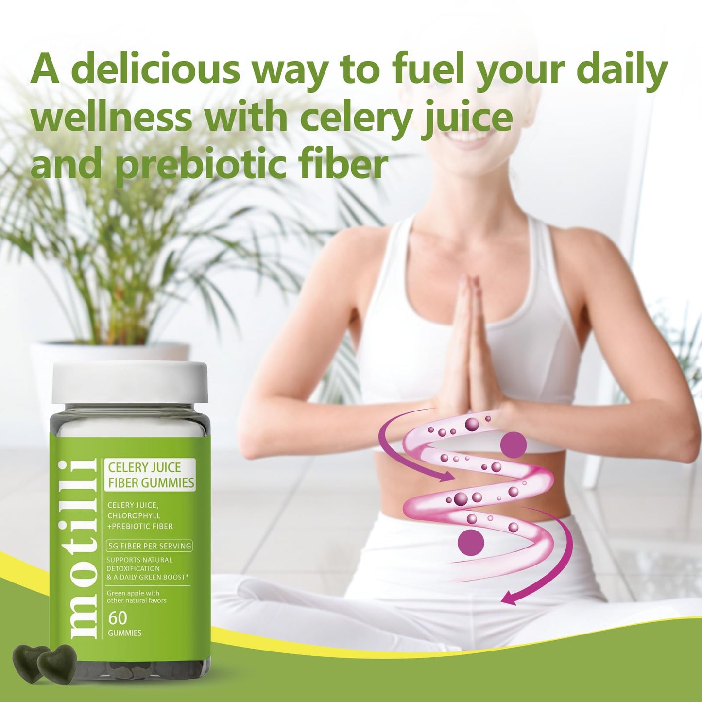 JLQJLQ Motilli Celery Juice Gummies, 60 Count