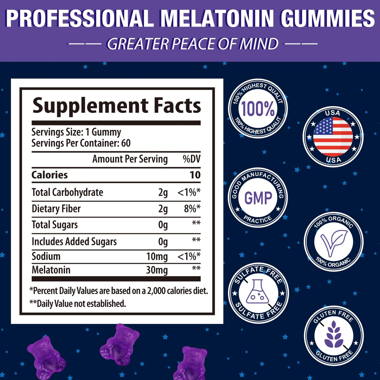 Gomhoreye Melatonin Gummies for Adults, Maximum Strength, Sugar Free, 120 Gummies