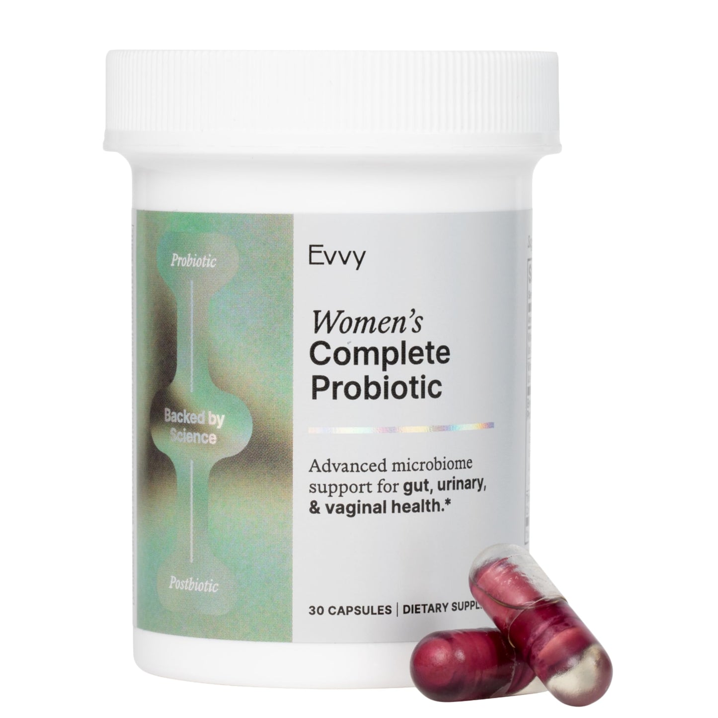Evvy 3-in-1 Complete Probiotic I Daily Probiotic Supplement to Reduce Bloating I Supports Gut, Urinary & Vaginal Health Capsule 1 Count