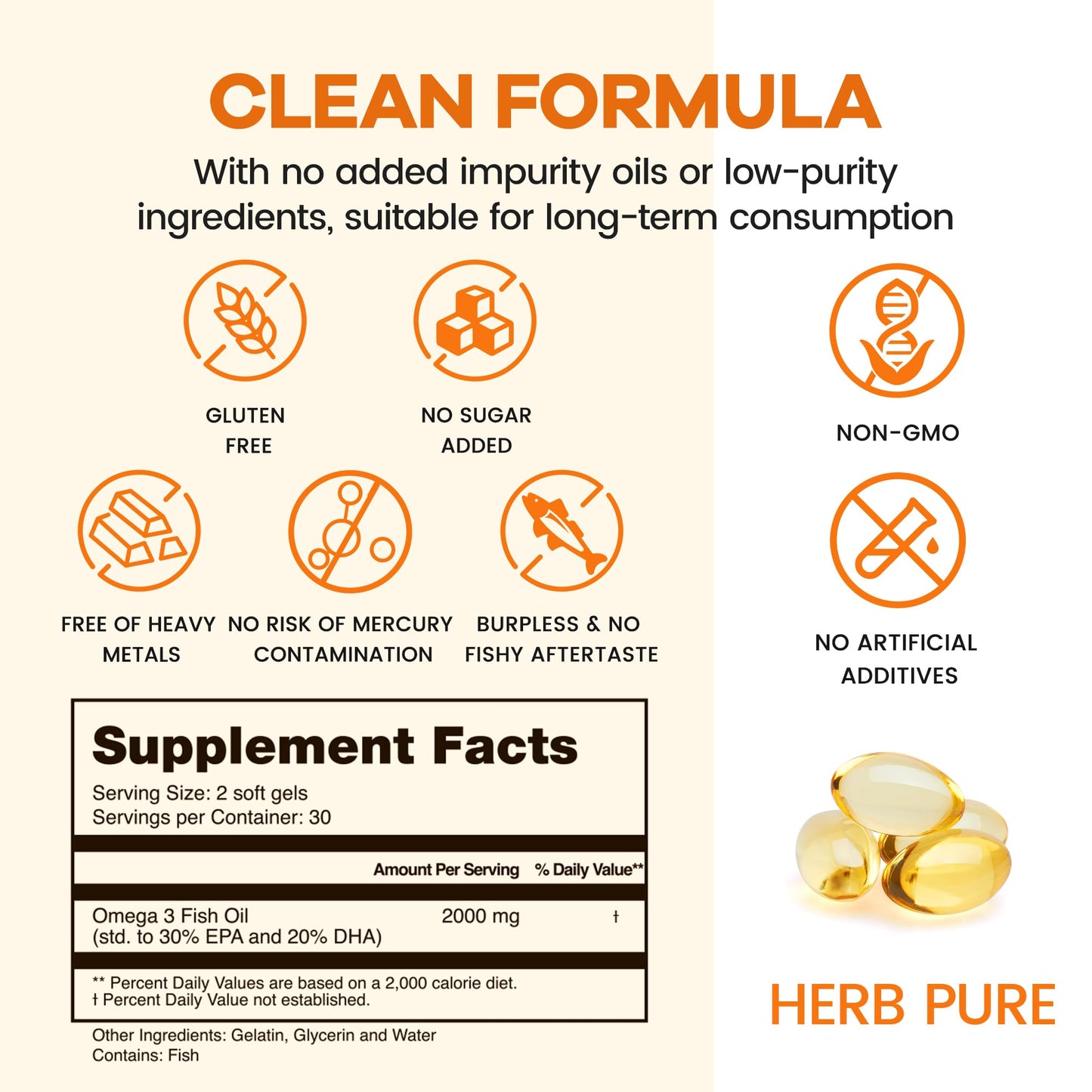 HERB PURE Omega-3 Fish Oil Capsule 180 Capsules