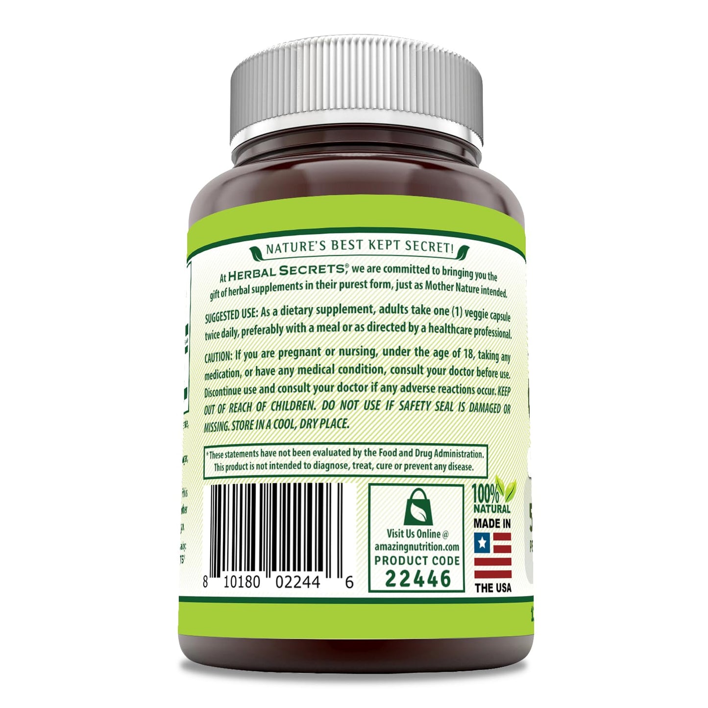 Herbal Secrets Ginger Root Supplement Capsules 120 Count