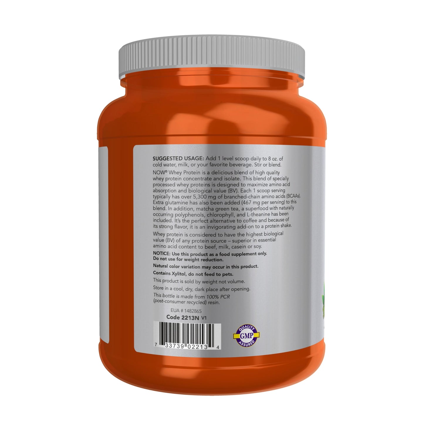 NOW Foods Whey Protein 26 g with BCAAs, Matcha Powder, 32 Servings
