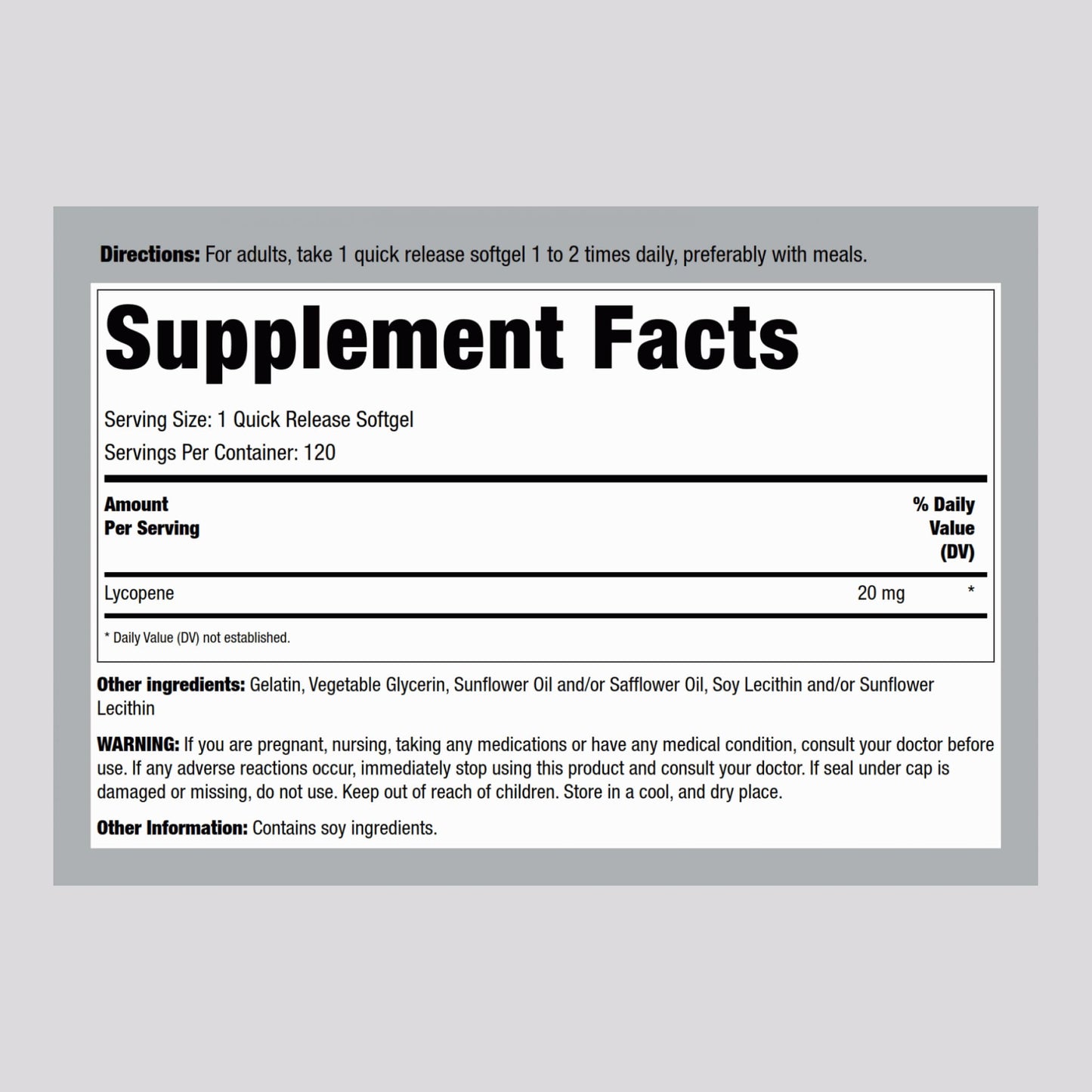 Piping Rock Lycopene Supplement Softgel 120