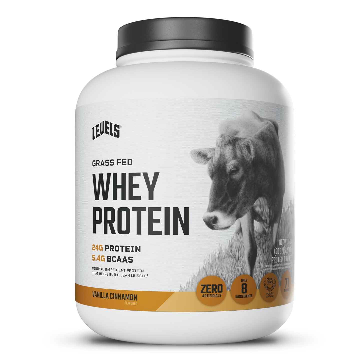 Levels Nutrition Whey Protein Powder Vanilla Cinnamon 5 lb 80 Servings