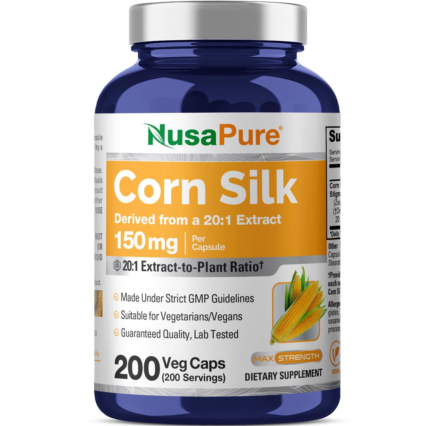 NusaPure Corn Silk Capsules 150 mg, 200 Capsules