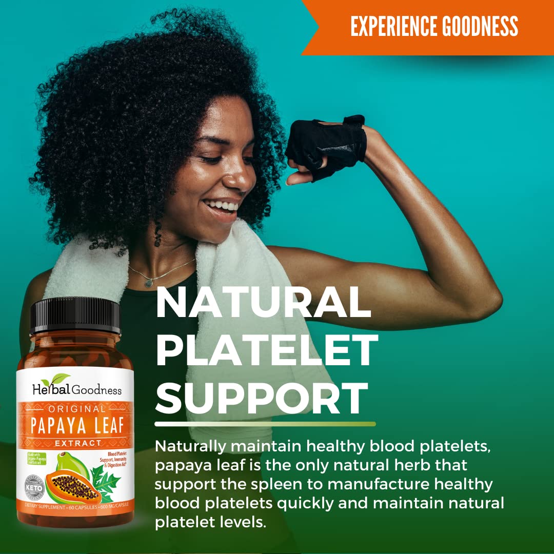 Herbal Goodness Papaya Leaf Extract 10X Strength, 60 Capsules
