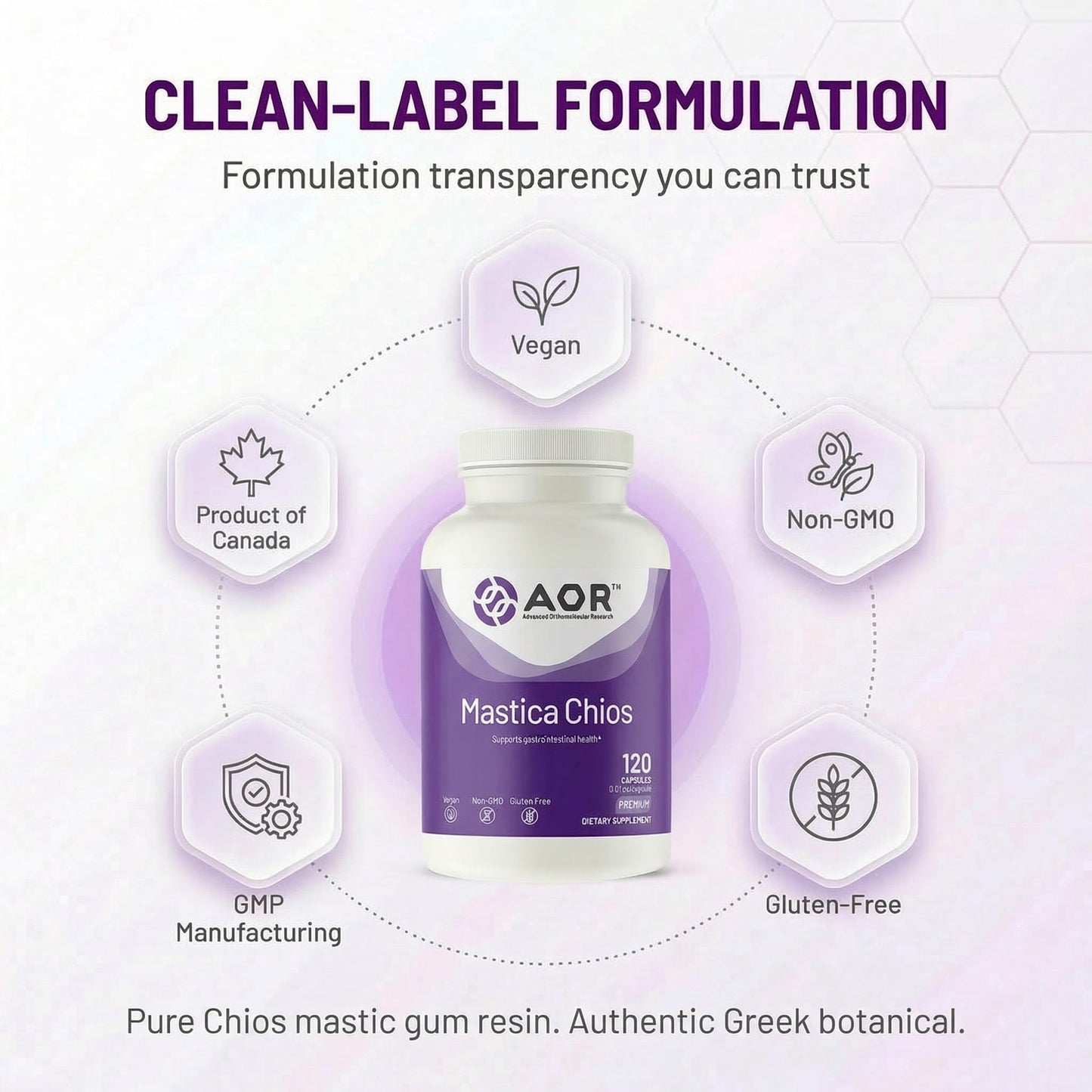 AOR Mastica Chios Mastic Gum Capsules 400 mg, 120 Count