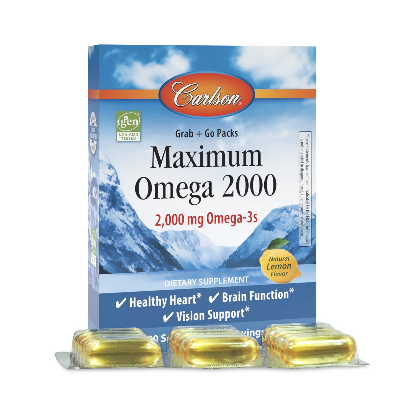 Carlson Maximum Omega 2000 Grab + Go Packs Softgel 30