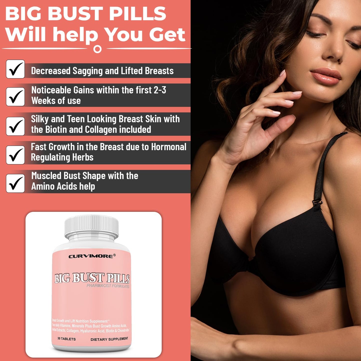 CURVIMORE Big Bust Pills V2 Tablets, 30 Count