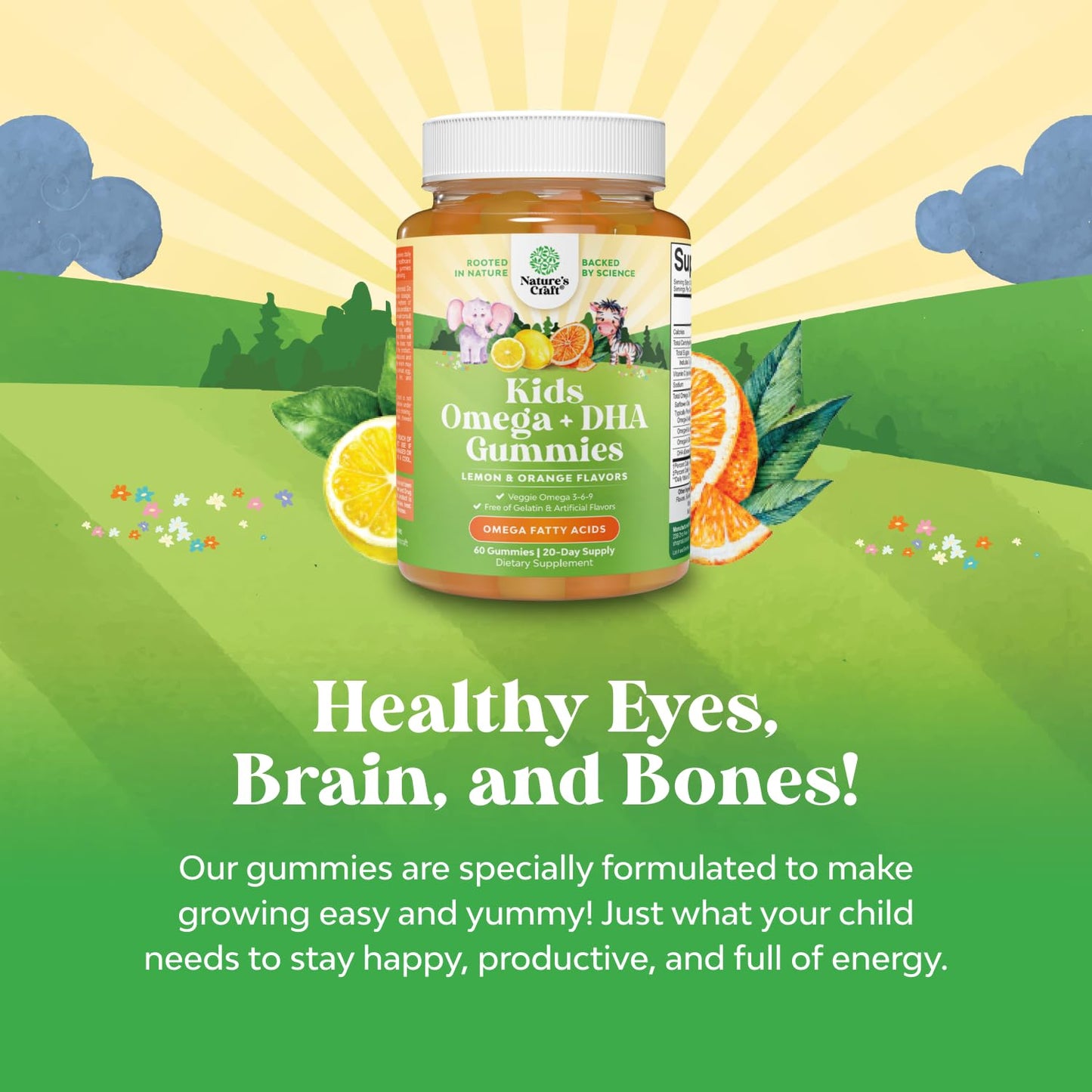 Natures Craft Kids DHA Omega-3 Gummies 60 Count