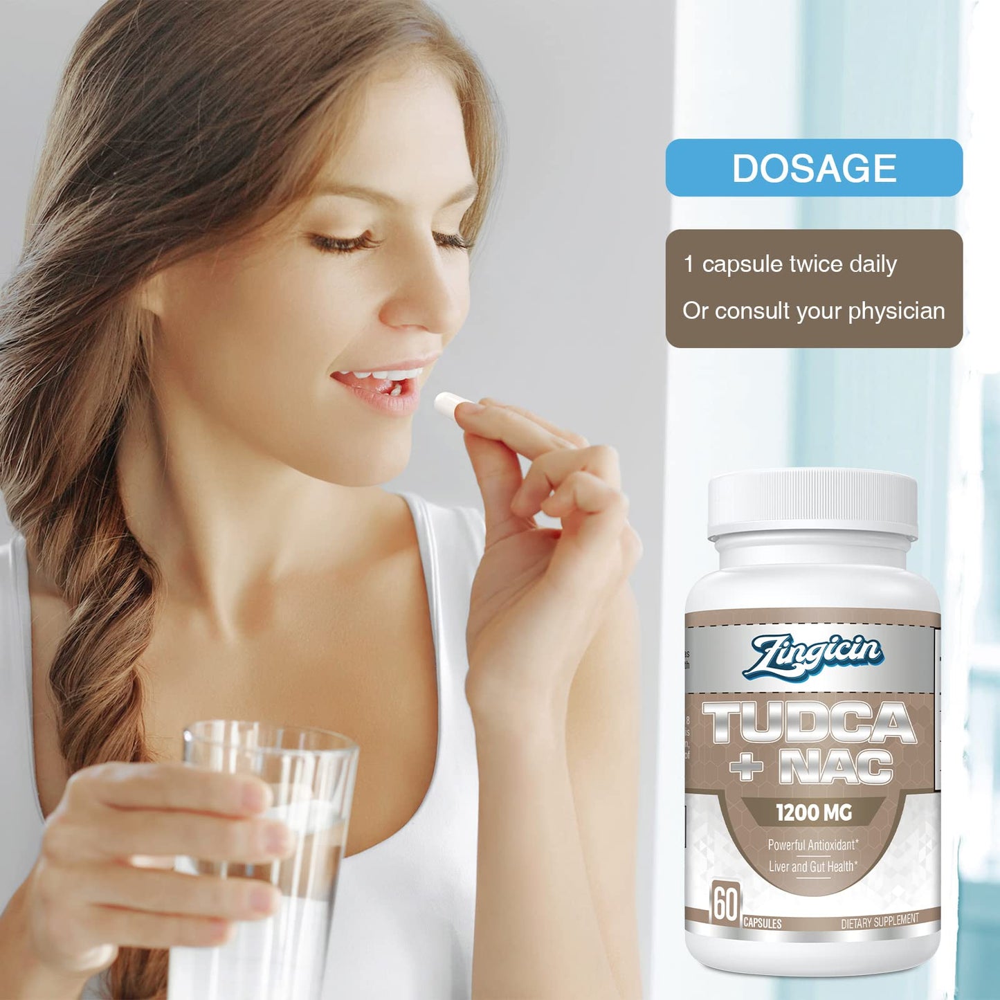 Zingicin TUDCA with NAC Supplement 1200mg 60 Capsules