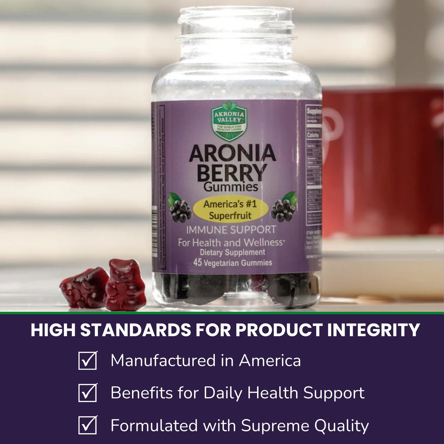 Akronia Valley Aronia Berry Gummies 45 Count