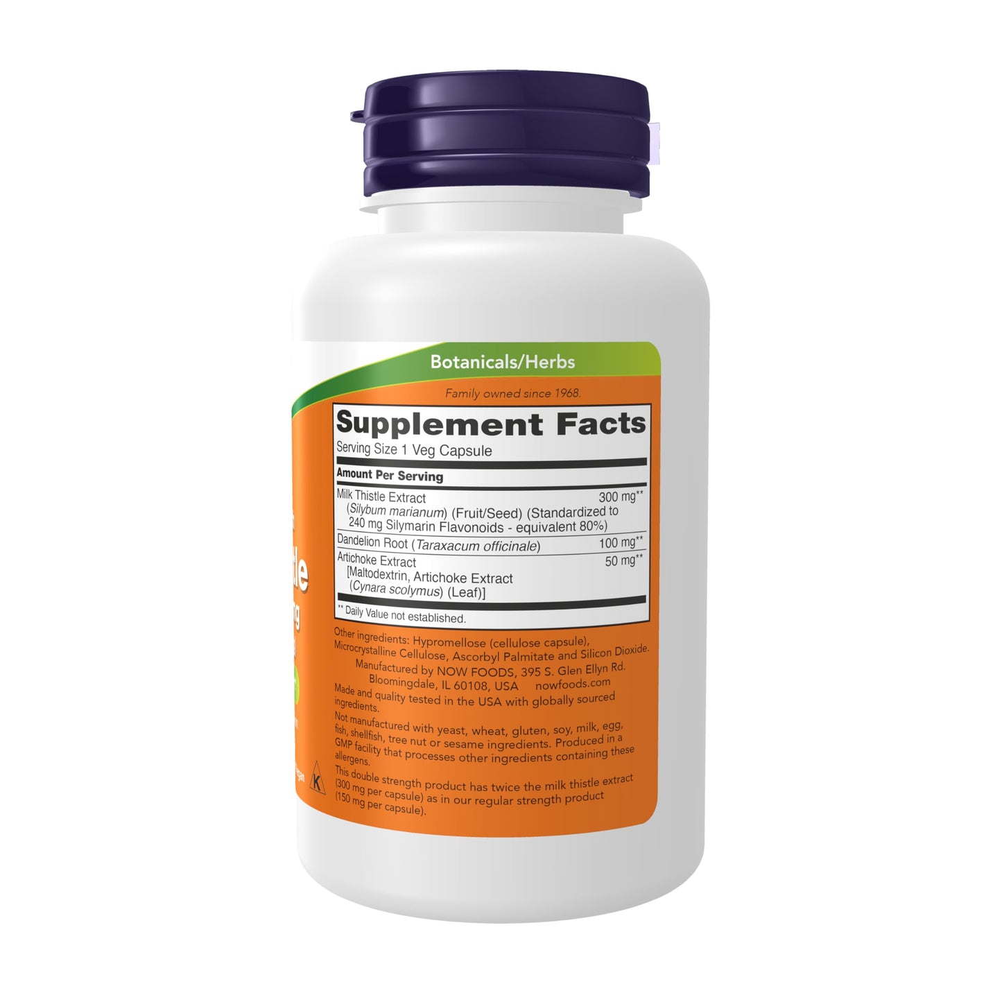 NOW Foods Silymarin Milk Thistle Extract 300 mg with Artichoke and Dandelion, 100 Veg Capsules