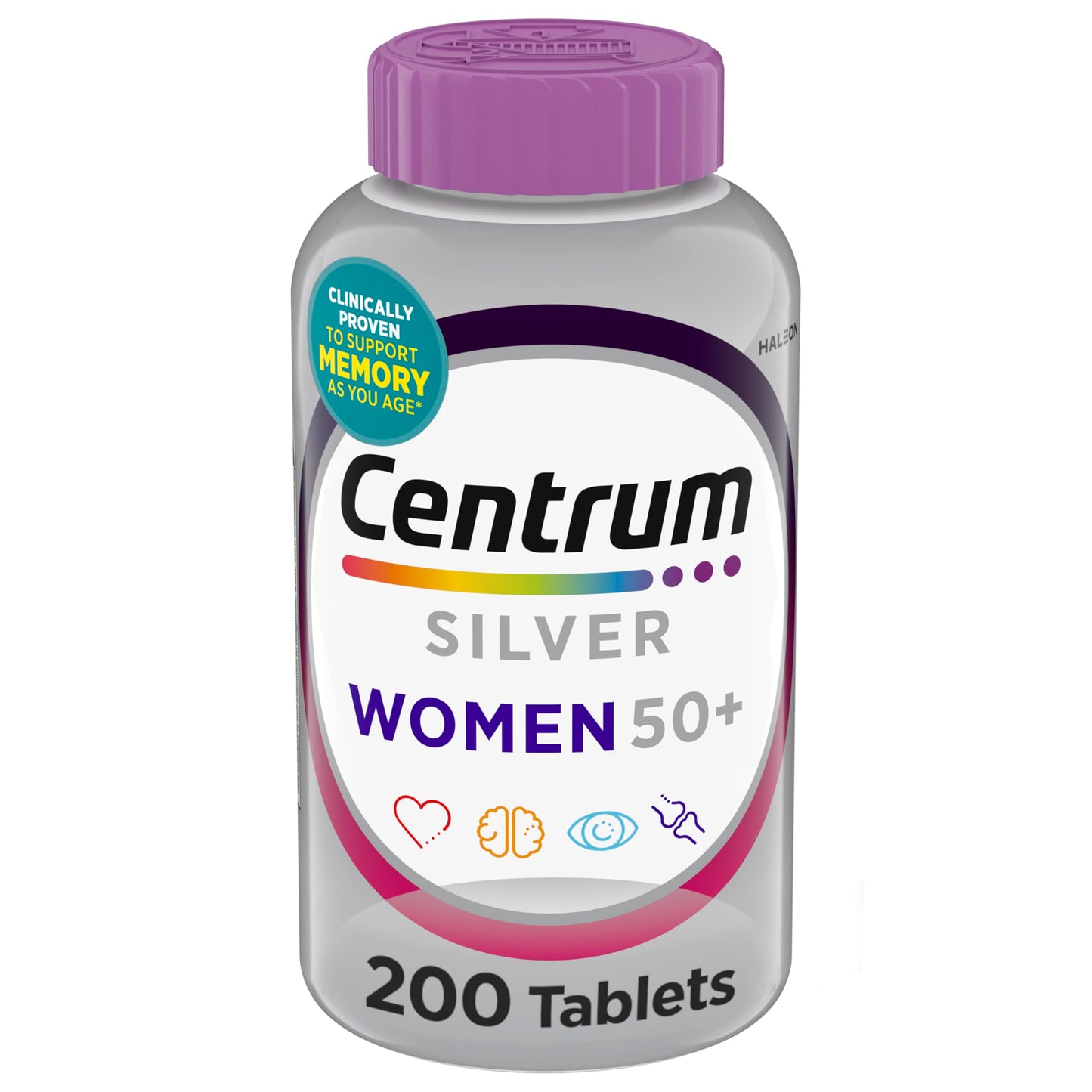 Centrum Silver Women's Multivitamin for Women 50 Plus, Multivitamin/Multimineral Supplement with Vitamin D3 and B Vitamins, Non-GMO Ingredients, Supports Memory and Cognition in Older Adults, 200 Tablets