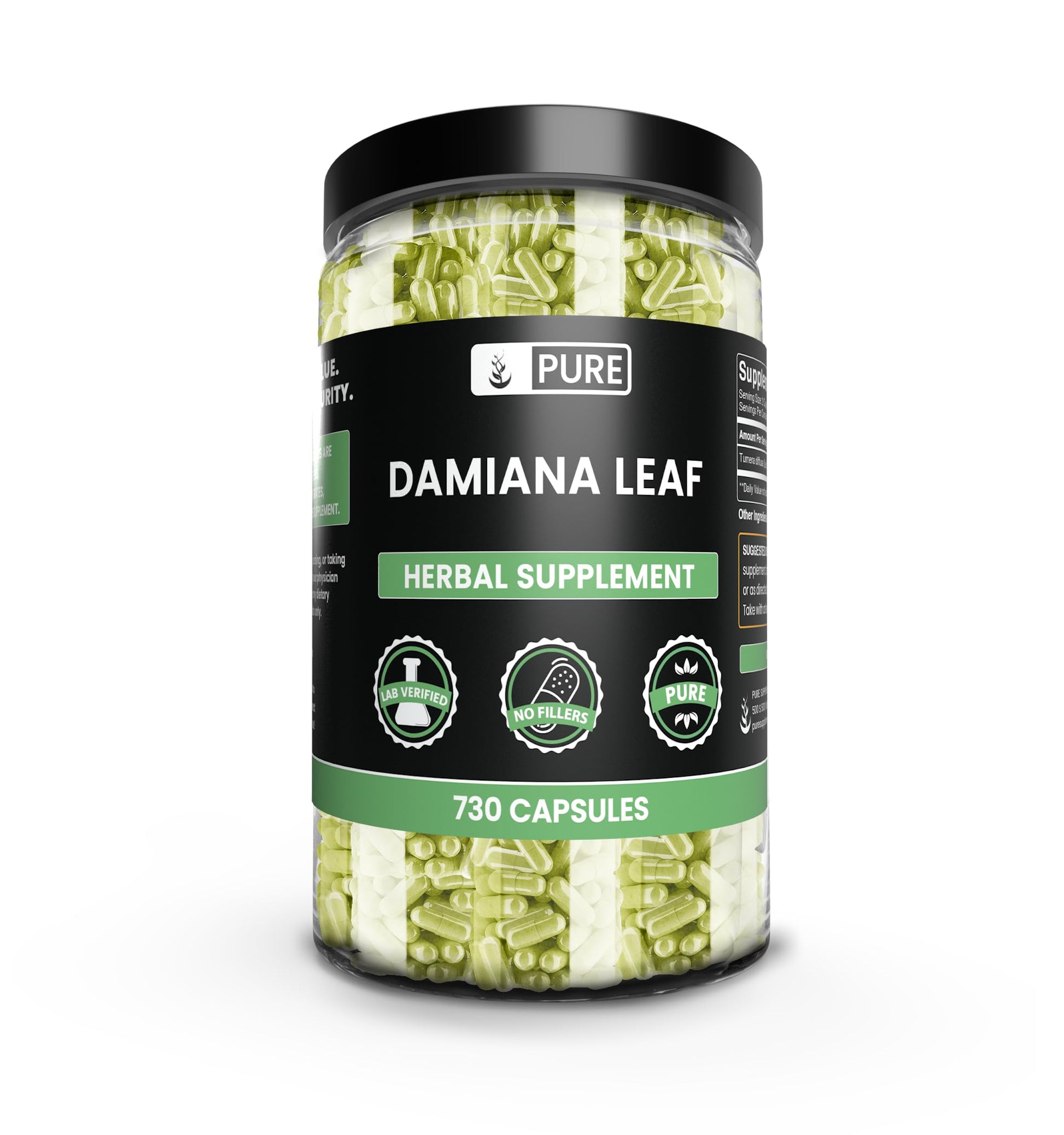 Pure Organic Ingredients Damiana Leaf 730 Capsules