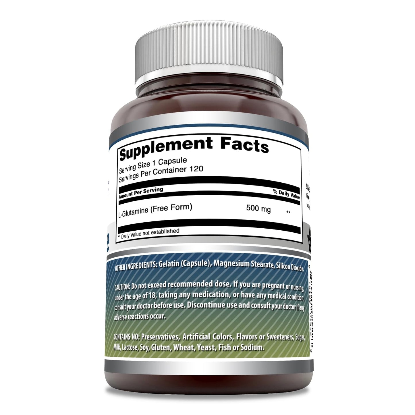 Amazing Nutrition L-Glutamine Amino Acid Supplement 500 mg Capsules 120 Count