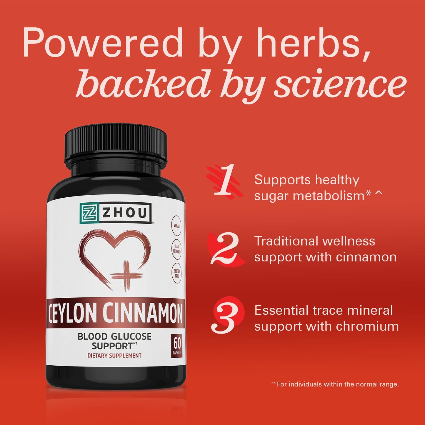 ZHOU Heart Hero Ceylon Cinnamon Capsules, 60 Count