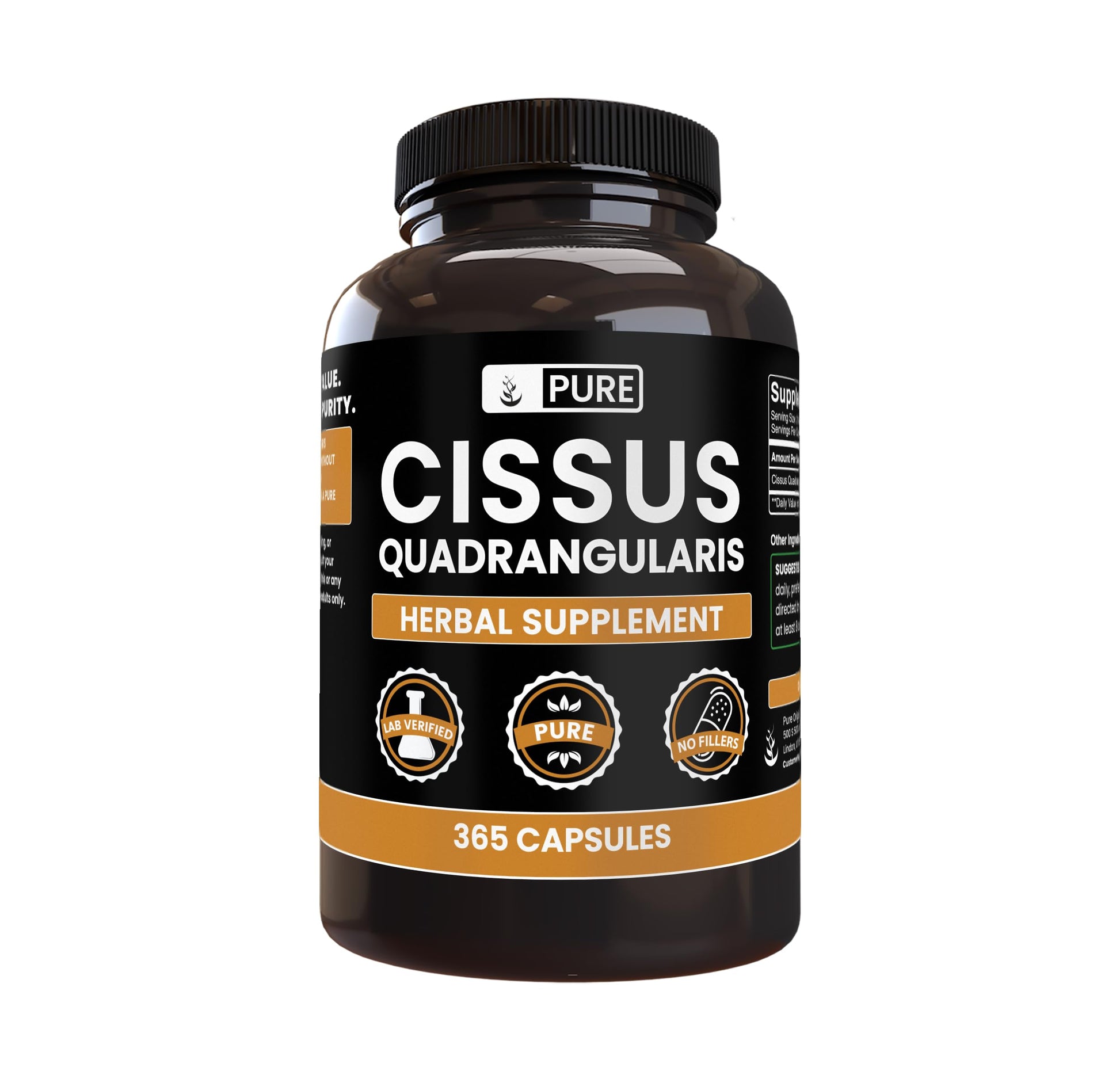 PURE ORIGINAL INGREDIENTS Cissus Quadrangularis Capsules 365 Count