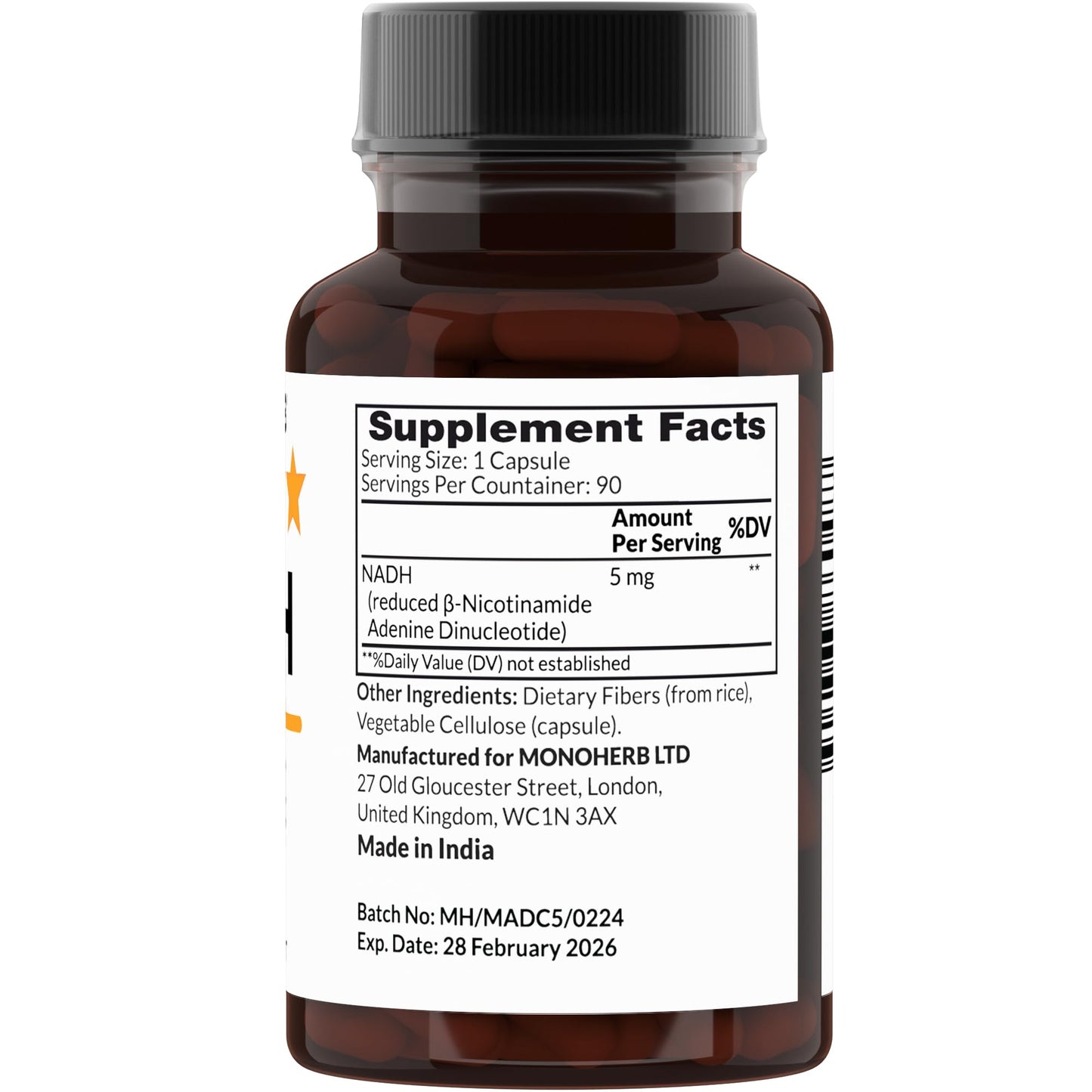 MONOHERB NADH 5 mg Capsule, Powder 90 Count