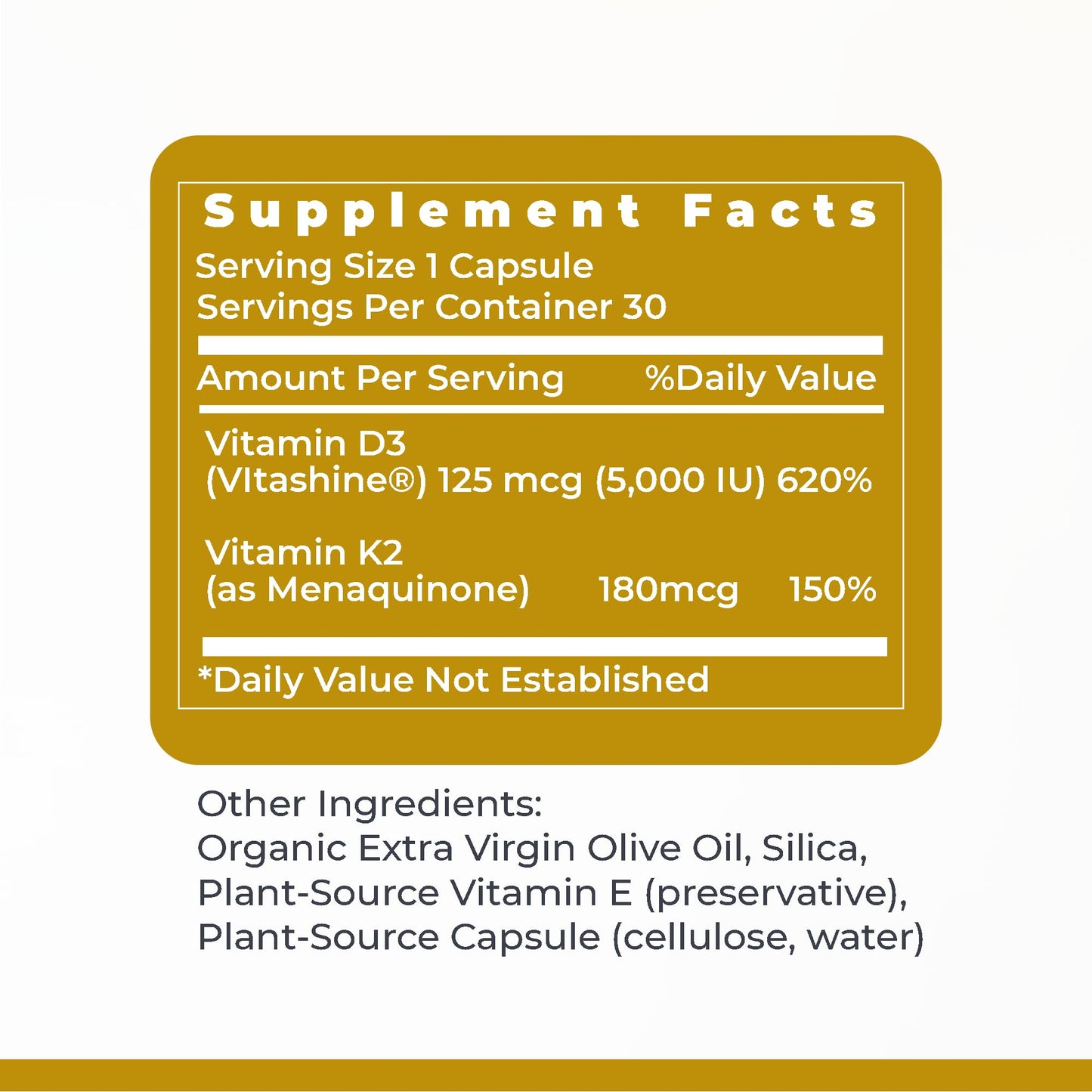 Premier Research Labs Vitamin D3 + K2 Capsules, 30 Count