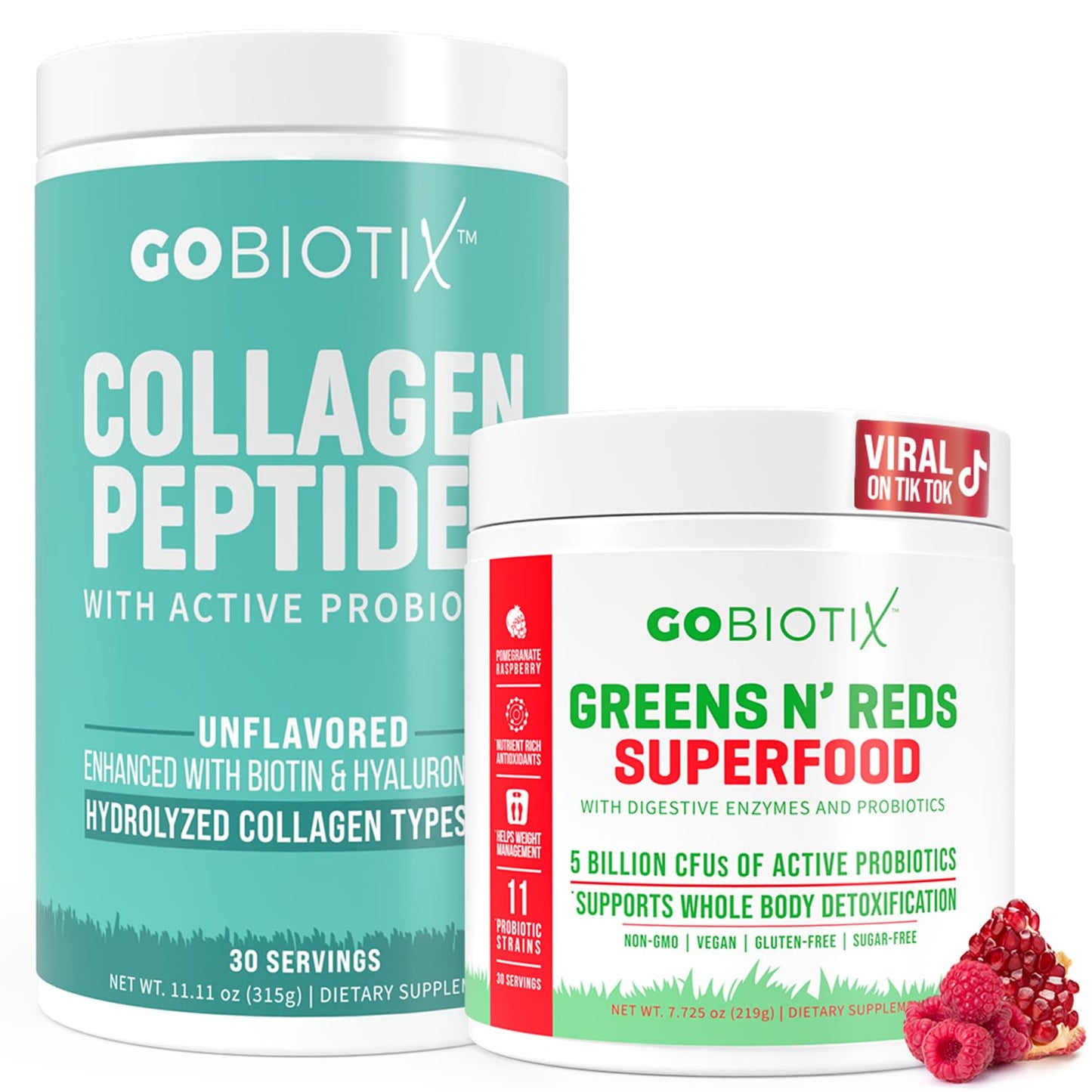GOBIOTIX Super Greens & Collagen Bundle Powder, 30 Servings