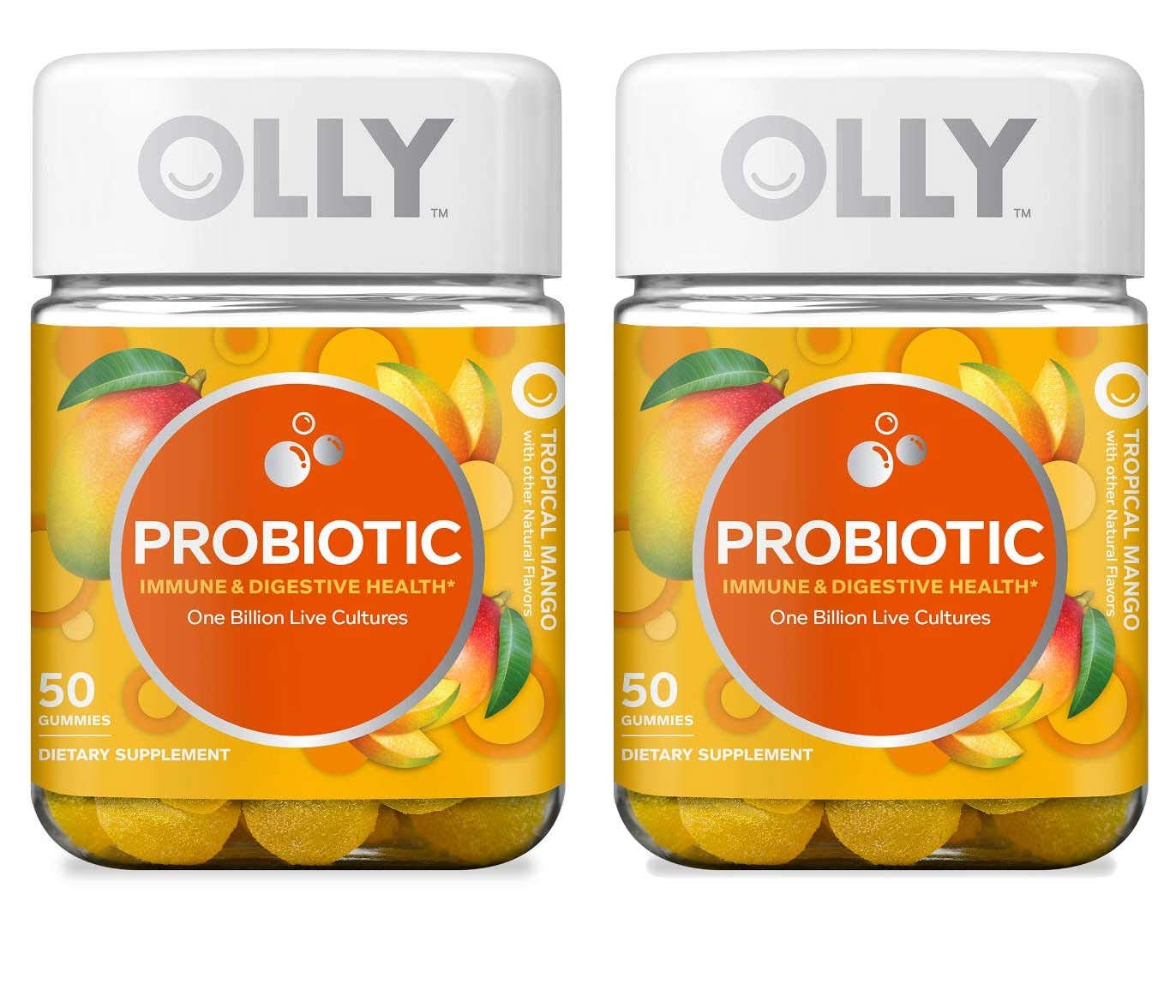 OLLY Probiotic Immune and Digestive Health One Billion Live Cultures Dietary Supplement Gummy, 2 Pack