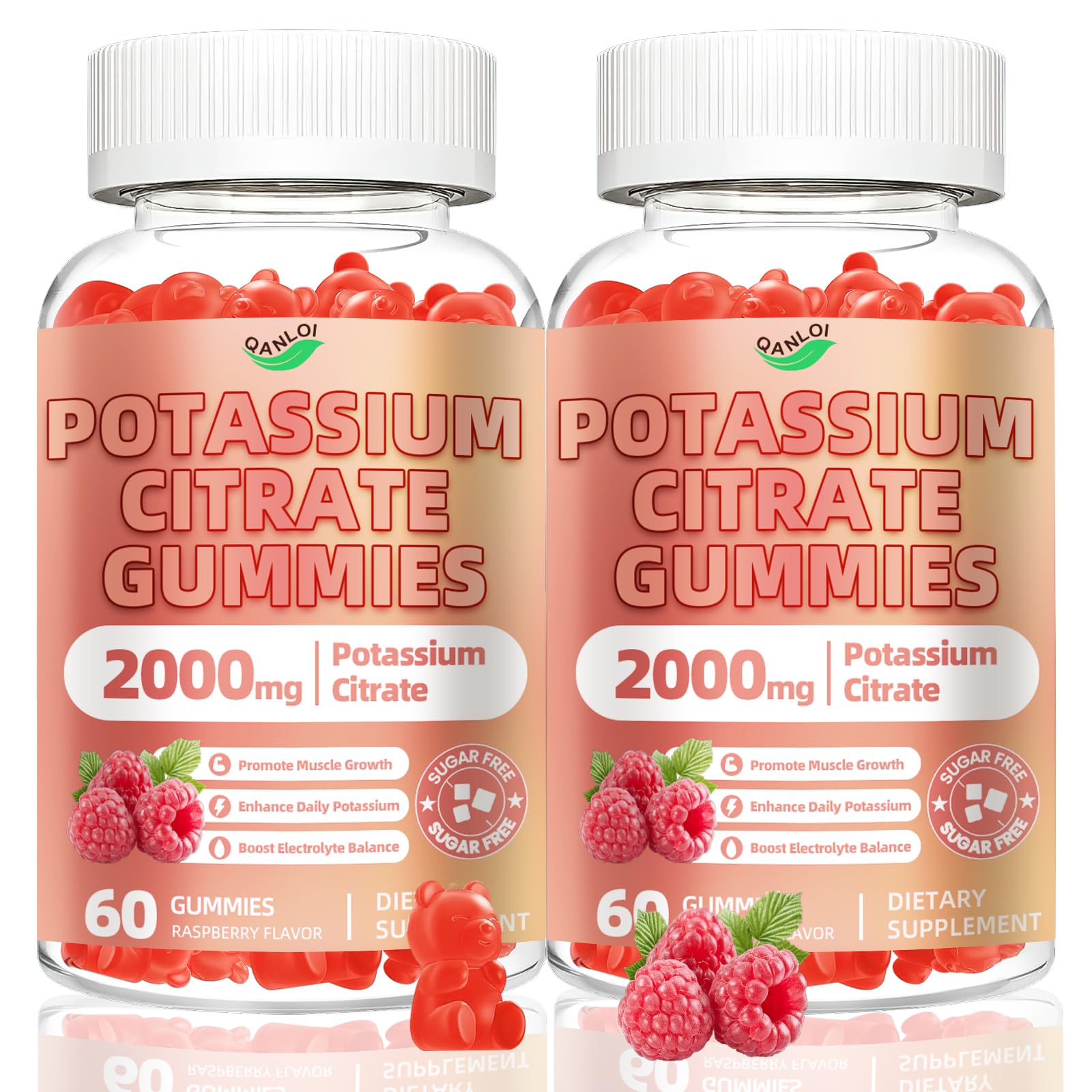 QANLOI Potassium Citrate Gummies 2000mg Potassium Supplement, 120 Count