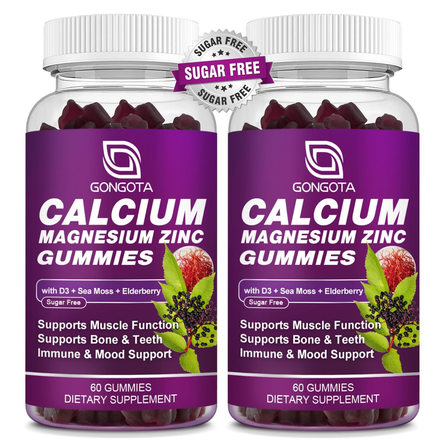 GONGOTA Calcium Magnesium Zinc with Vitamin D3 Supplement Gummy 120-count